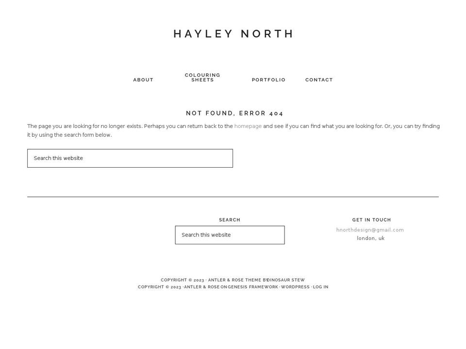 hayleynorth.com shopify website screenshot