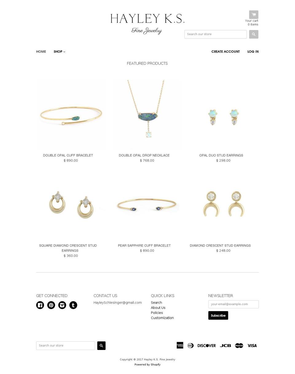 hayleyschlesinger.com shopify website screenshot