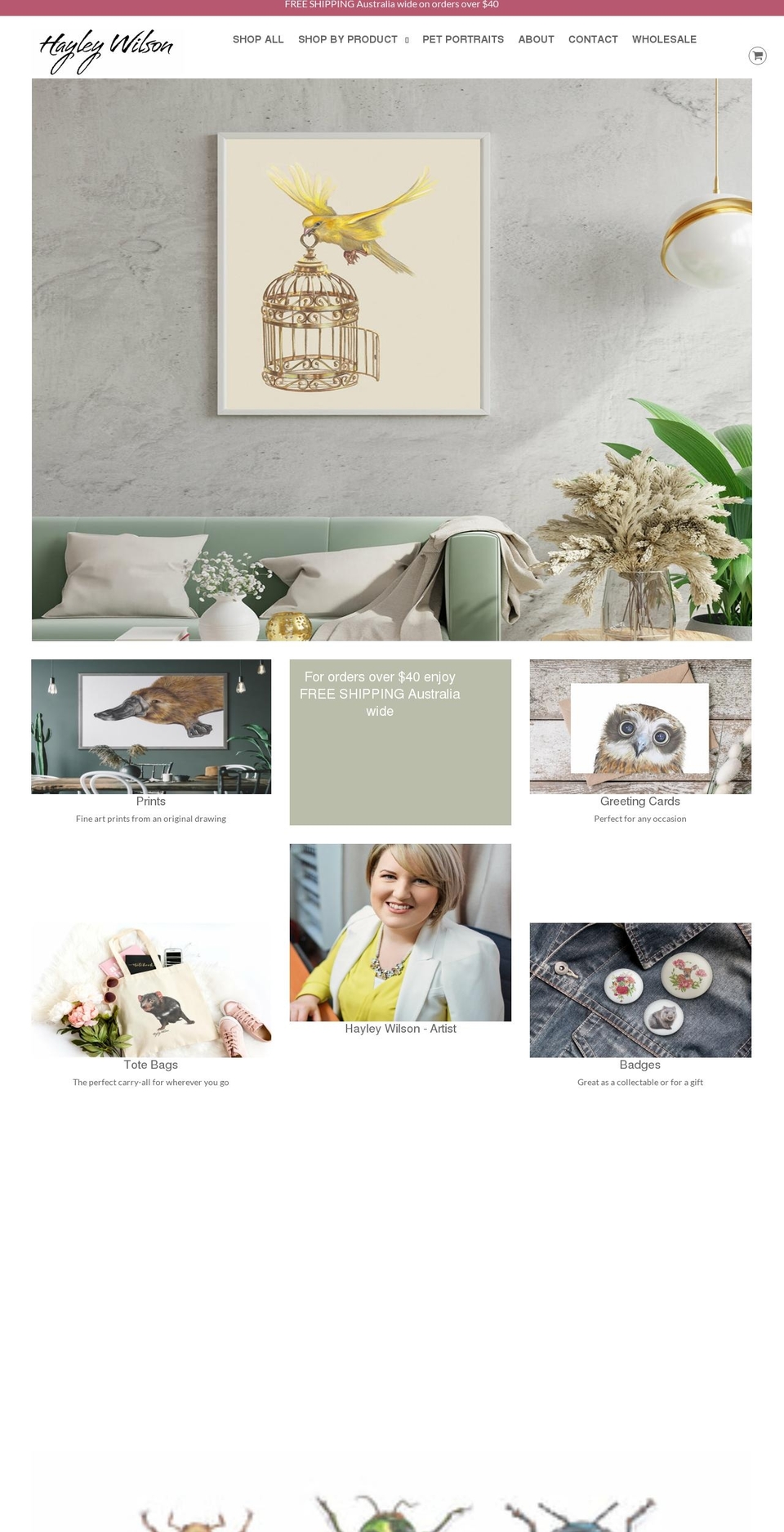 hayleywilson.com.au shopify website screenshot