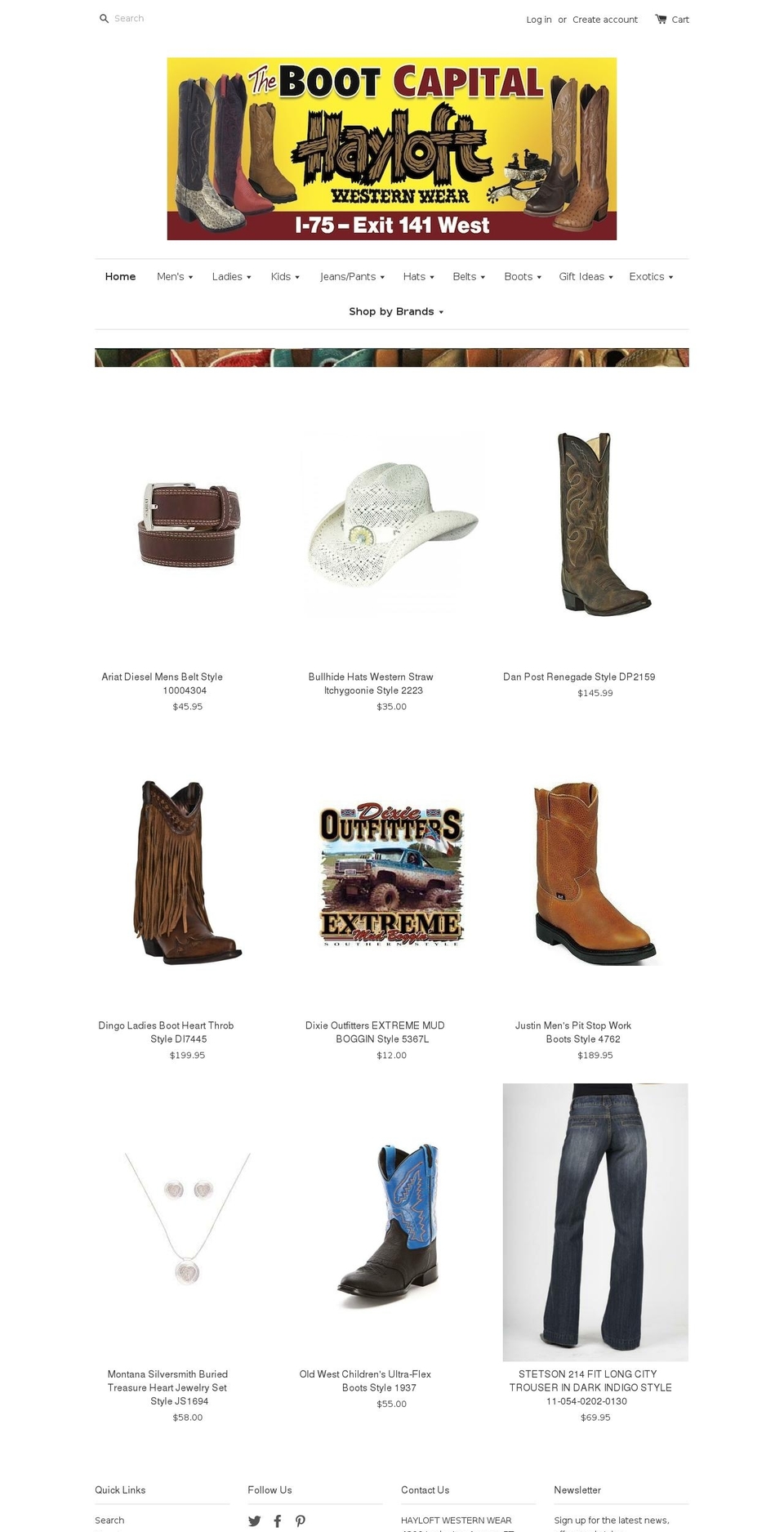 hayloftwestern.com shopify website screenshot