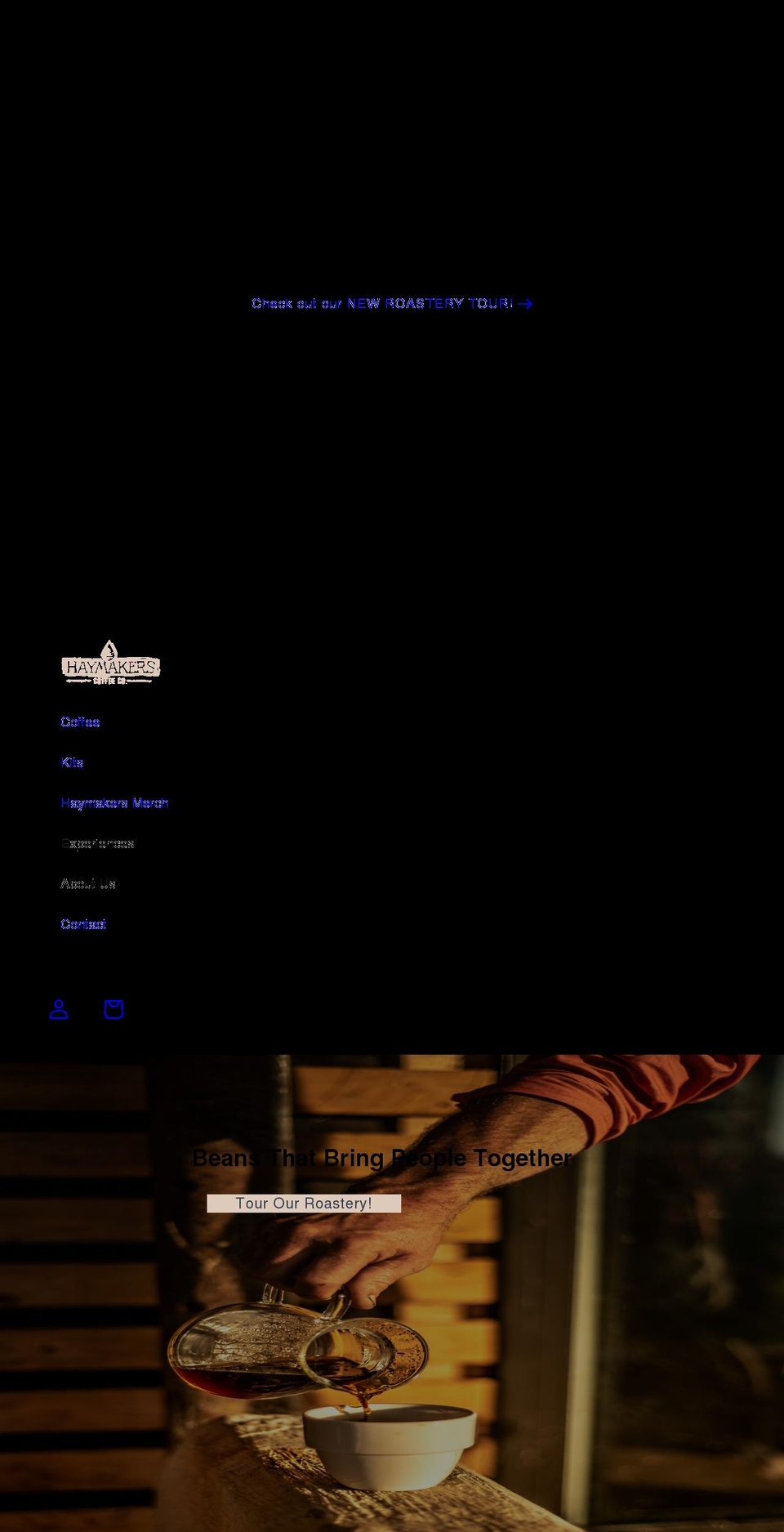 haymakerscoffeeco.com shopify website screenshot