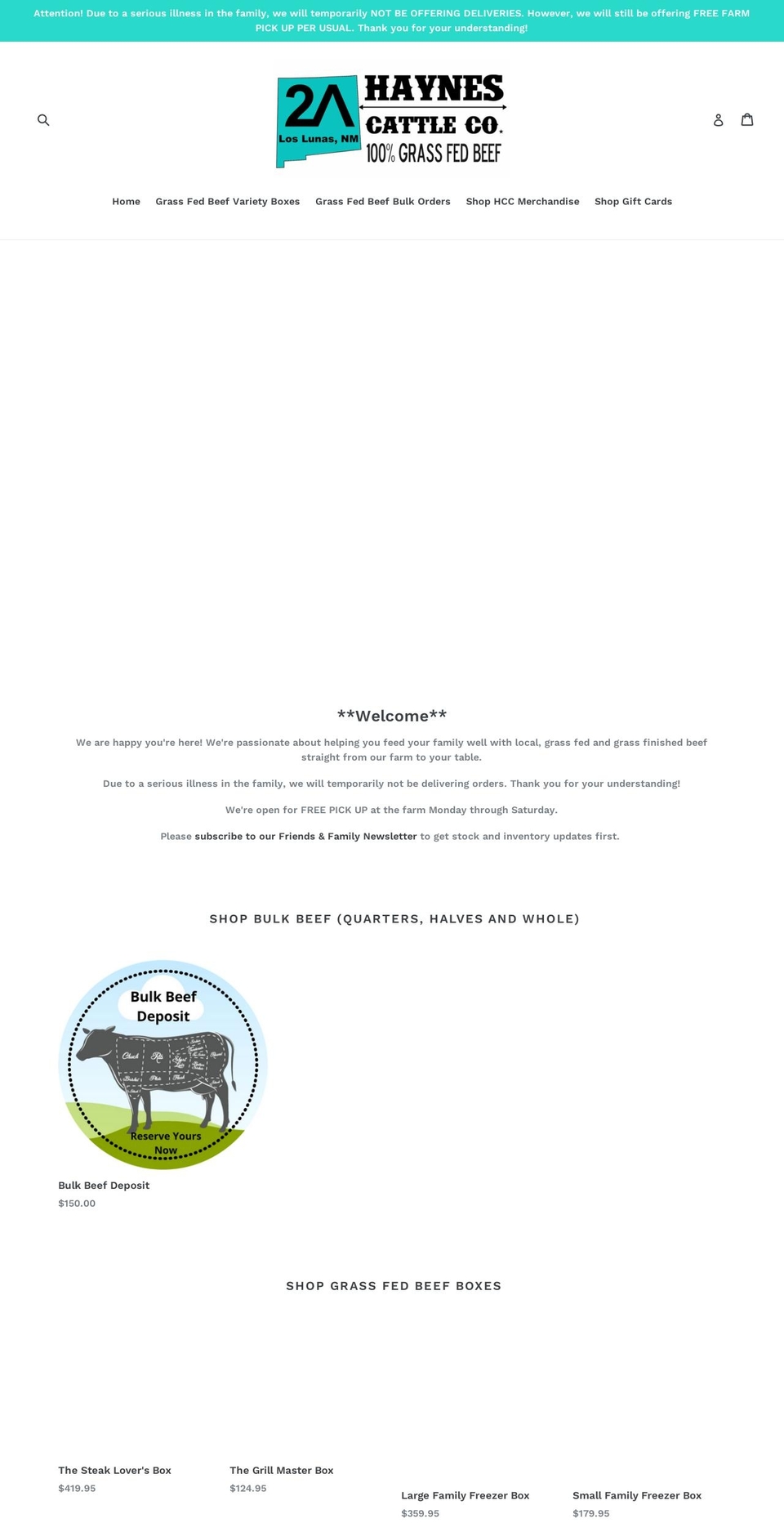 haynescattlecompany.com — Shopify storefront screenshot