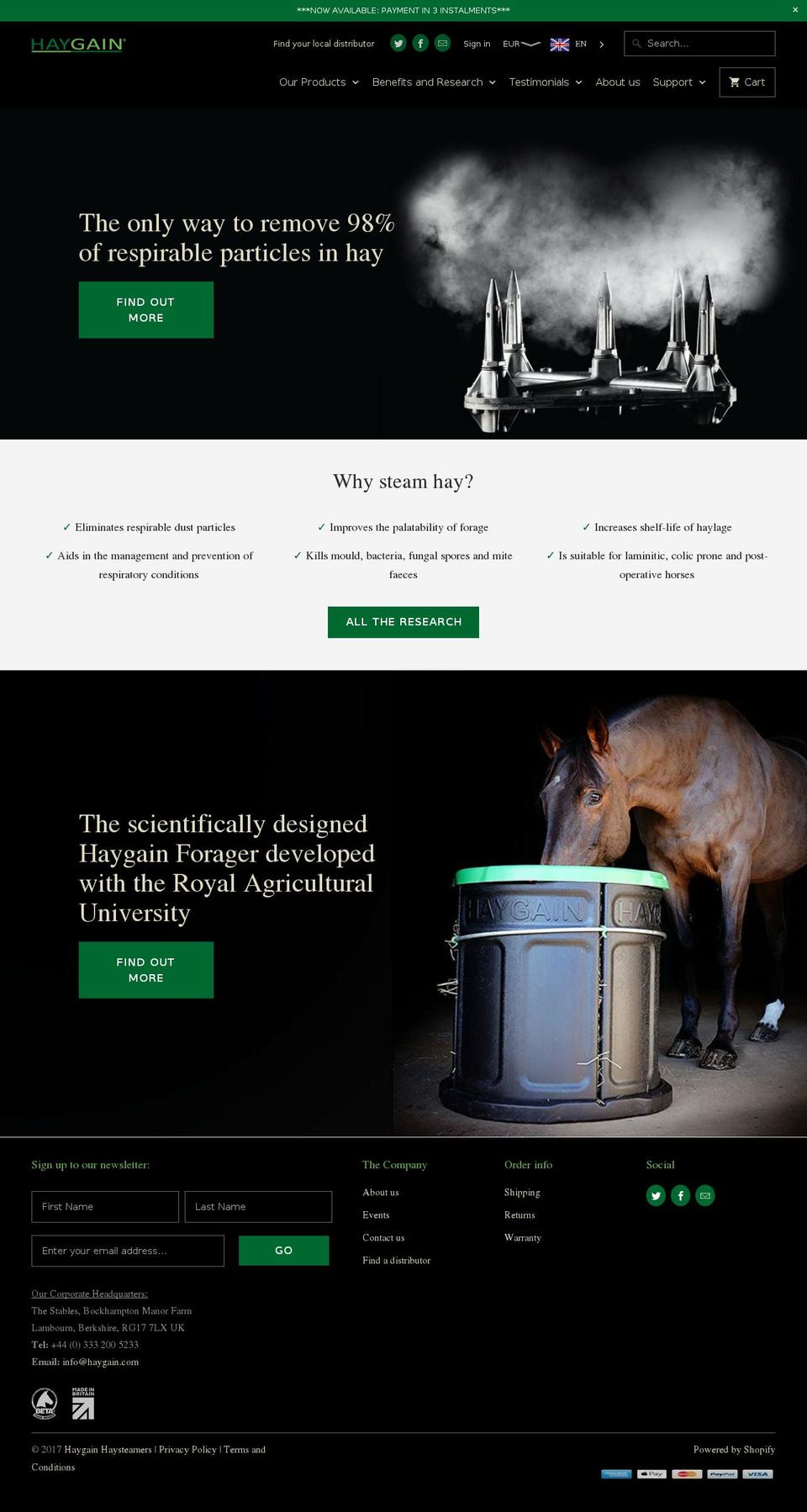 haysteamer.net shopify website screenshot