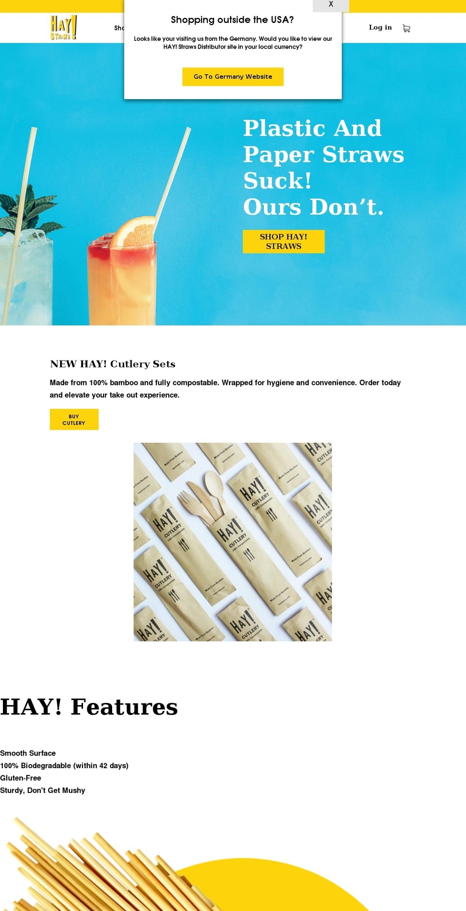 haystraws.com shopify website screenshot