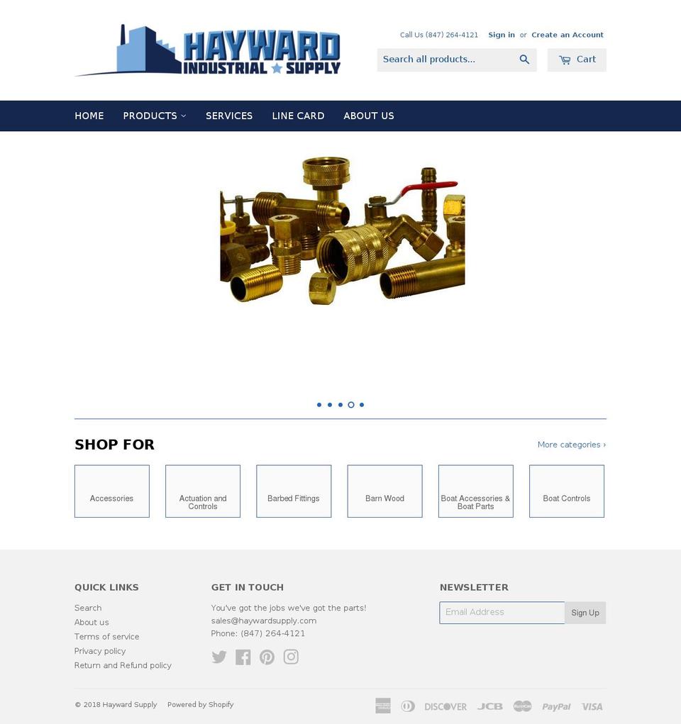 haywardindustrialsupply.com shopify website screenshot