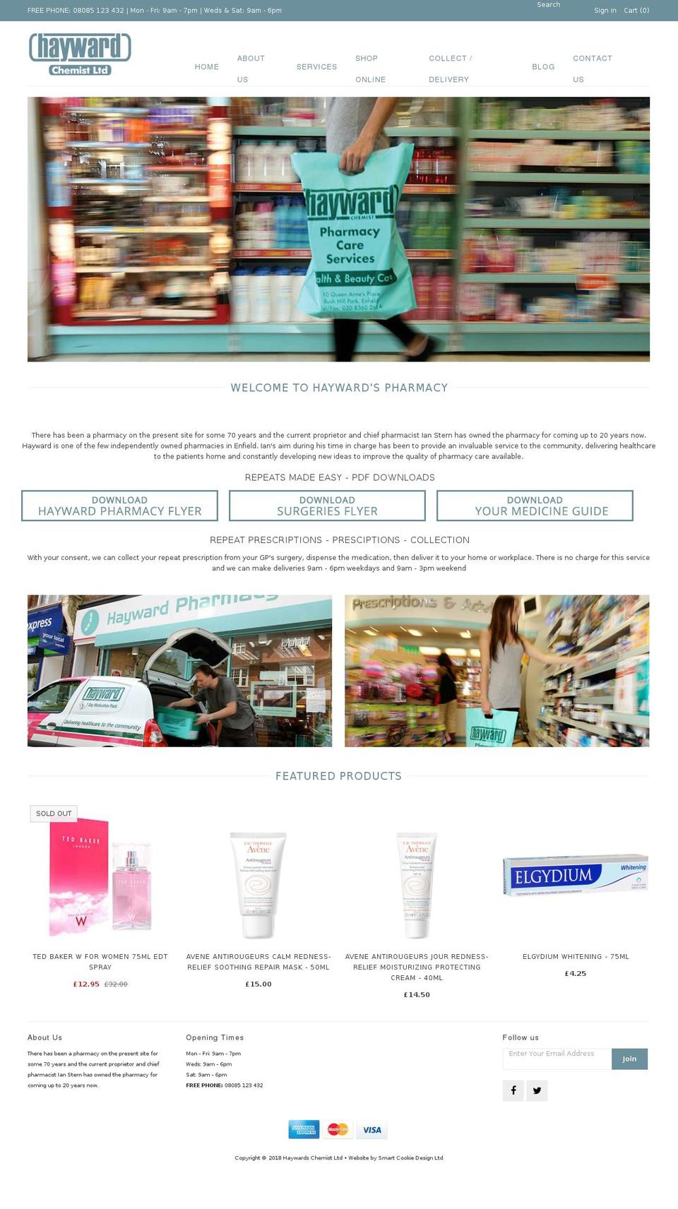 haywardspharmacy.co.uk shopify website screenshot