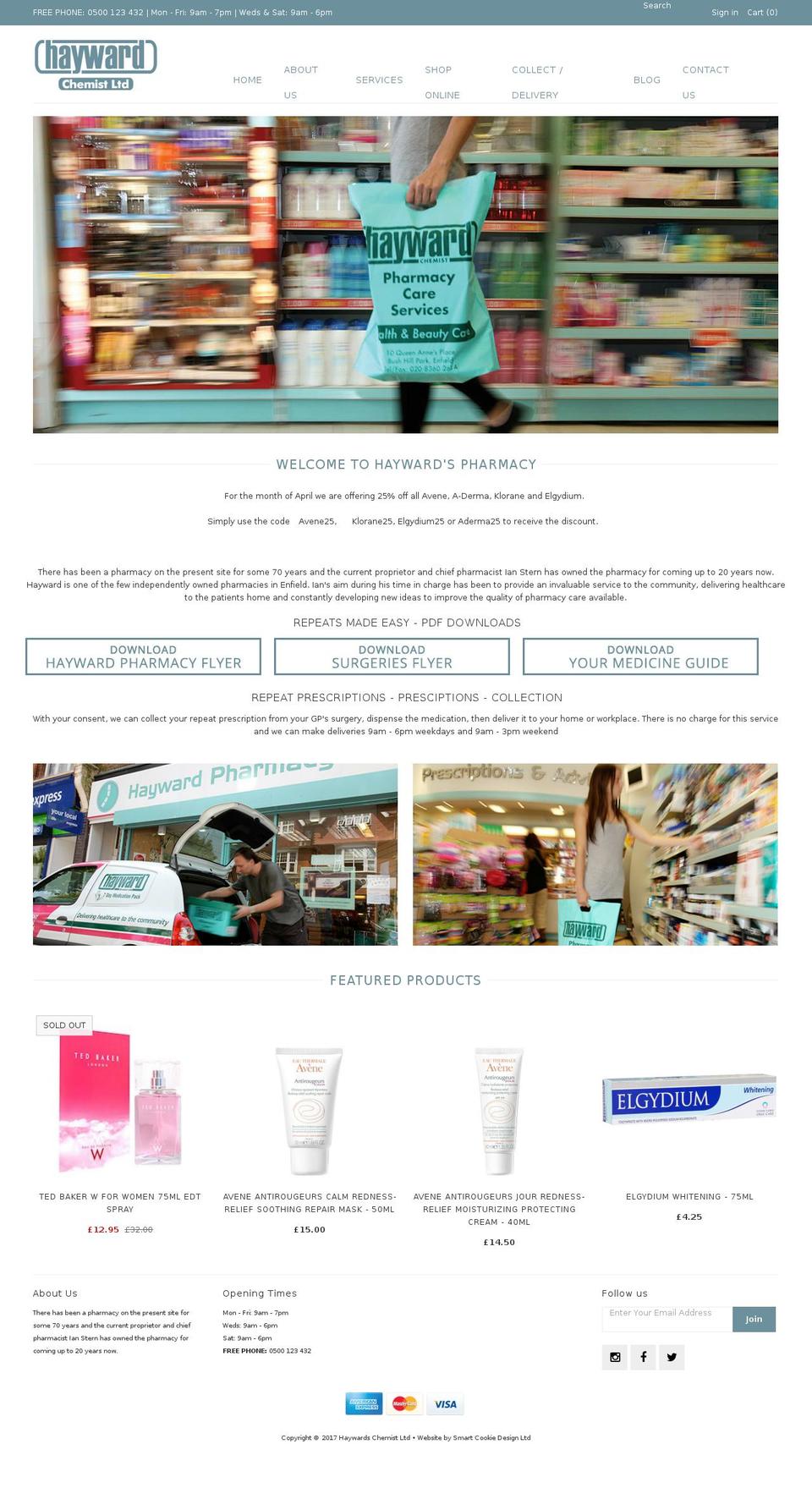 haywardspharmacy.com shopify website screenshot