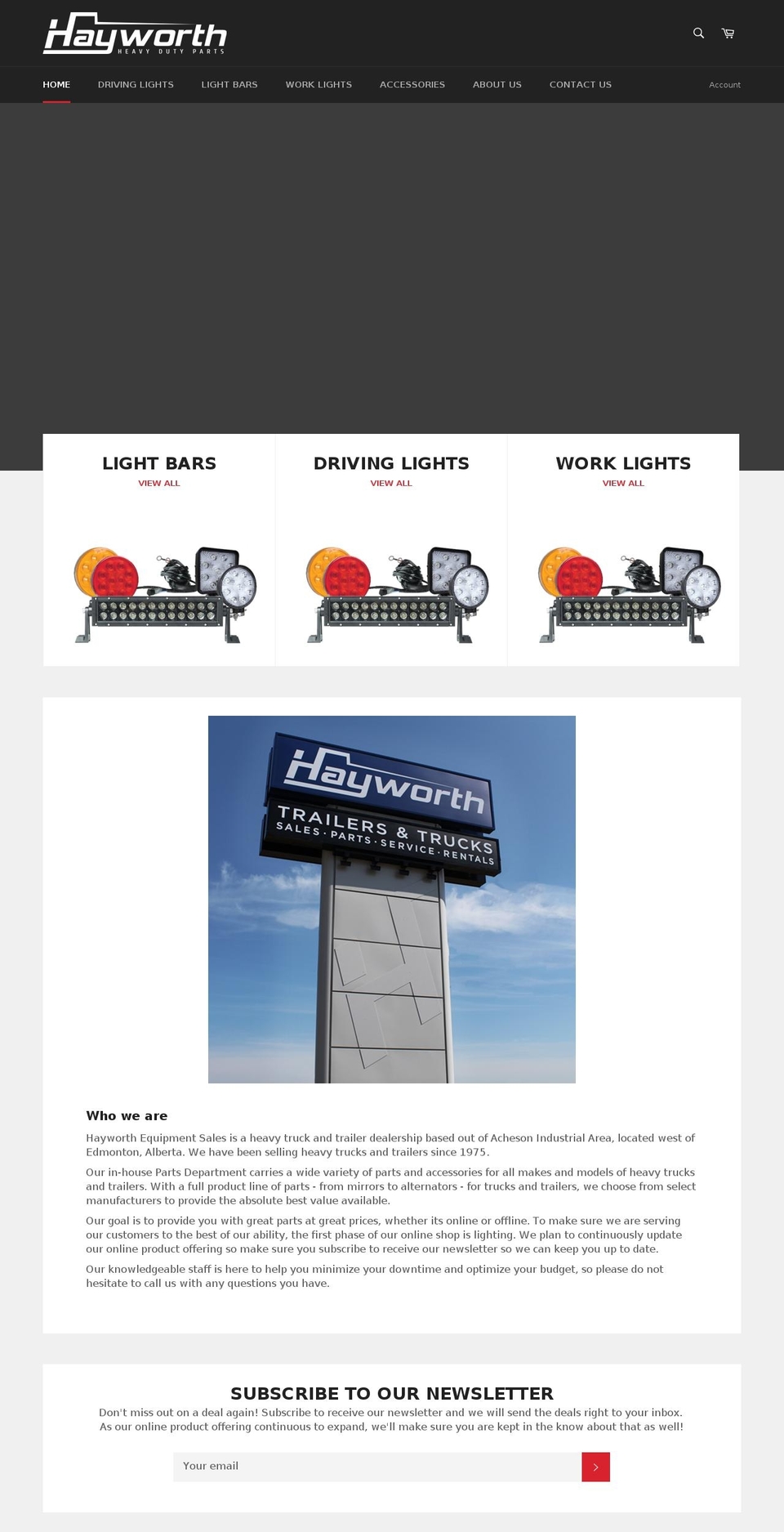 hayworthparts.com shopify website screenshot