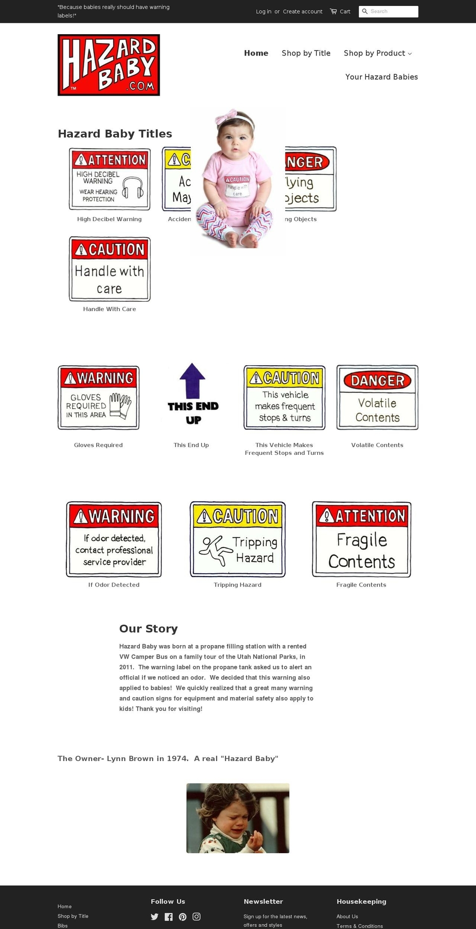 hazardbaby.com shopify website screenshot