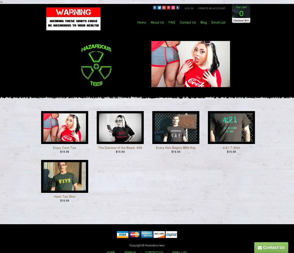 Threadify Shopify theme site example hazardoustees.com