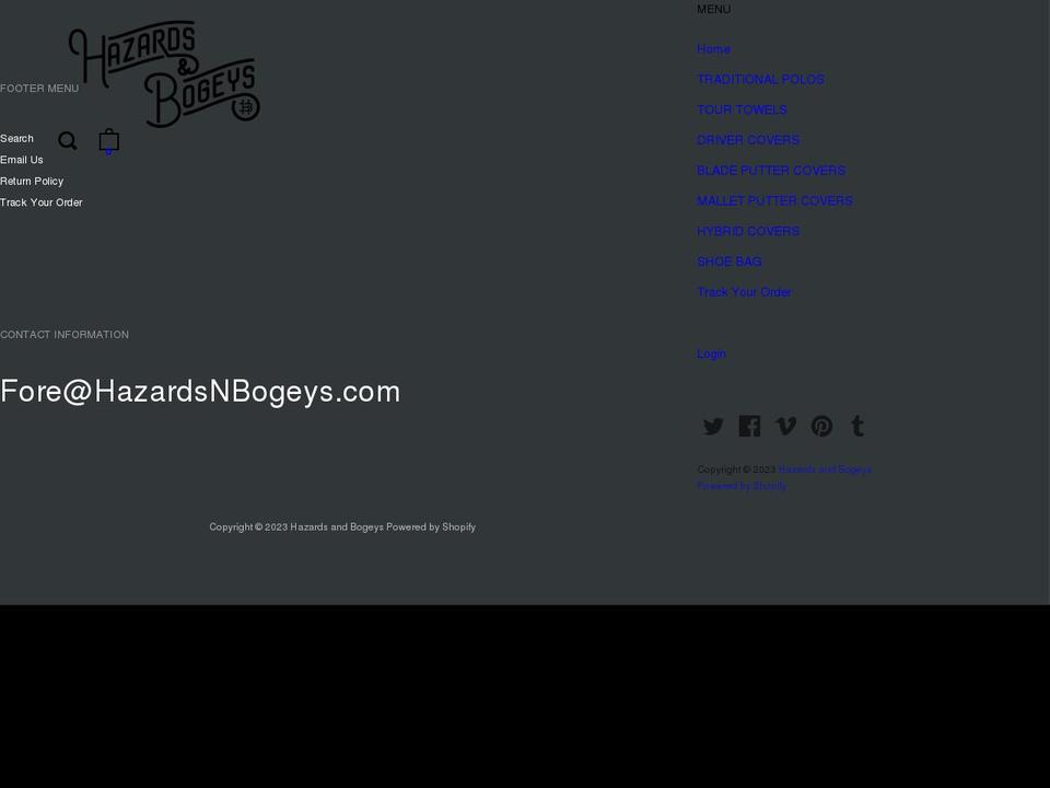 hazardsnbogeys.com shopify website screenshot