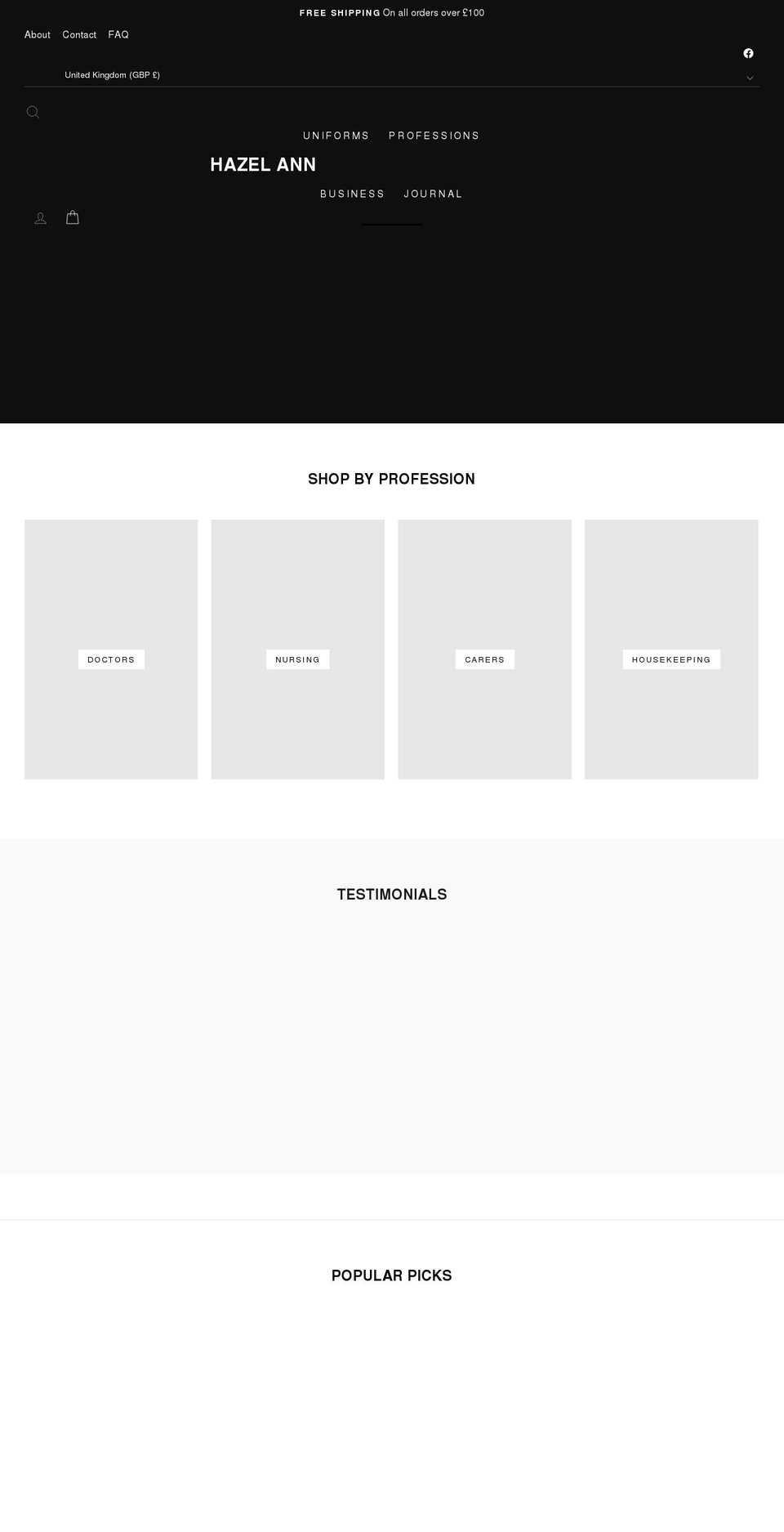 hazel-ann.co.uk shopify website screenshot