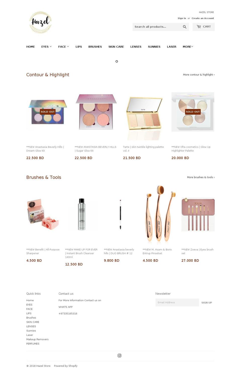 hazel-store.com shopify website screenshot