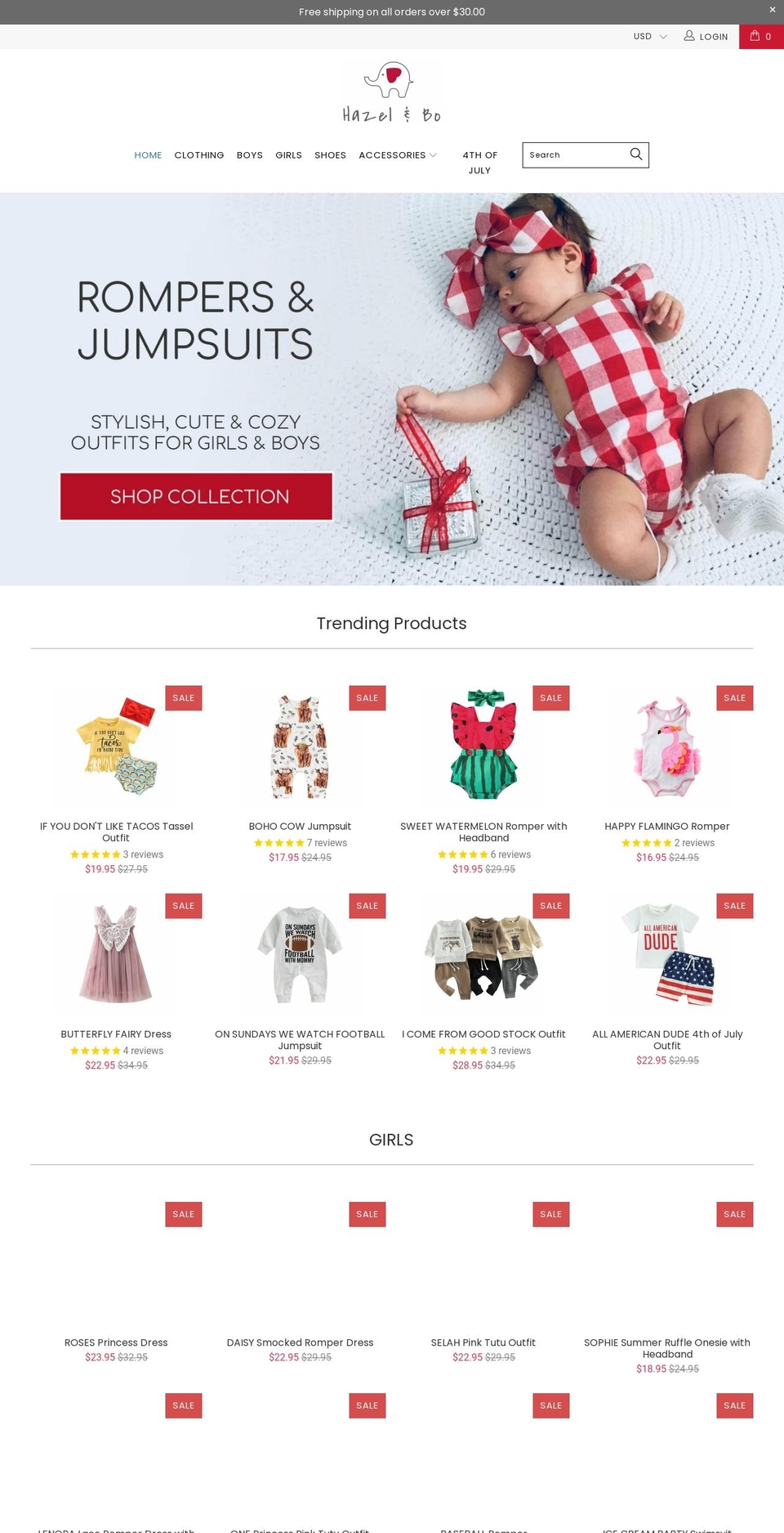 hazelandbo.com — Shopify storefront screenshot