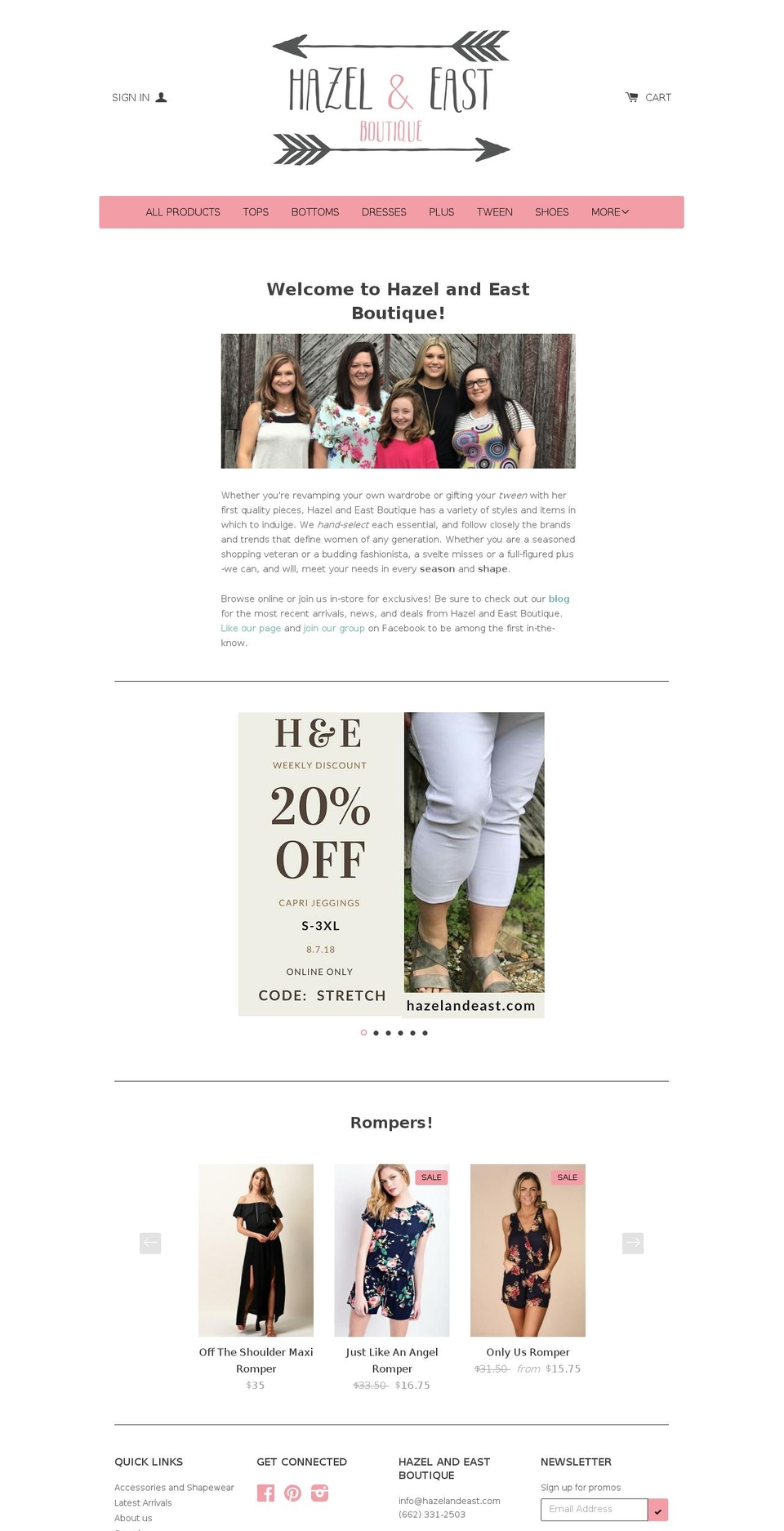 hazelandeast.com — Shopify storefront screenshot