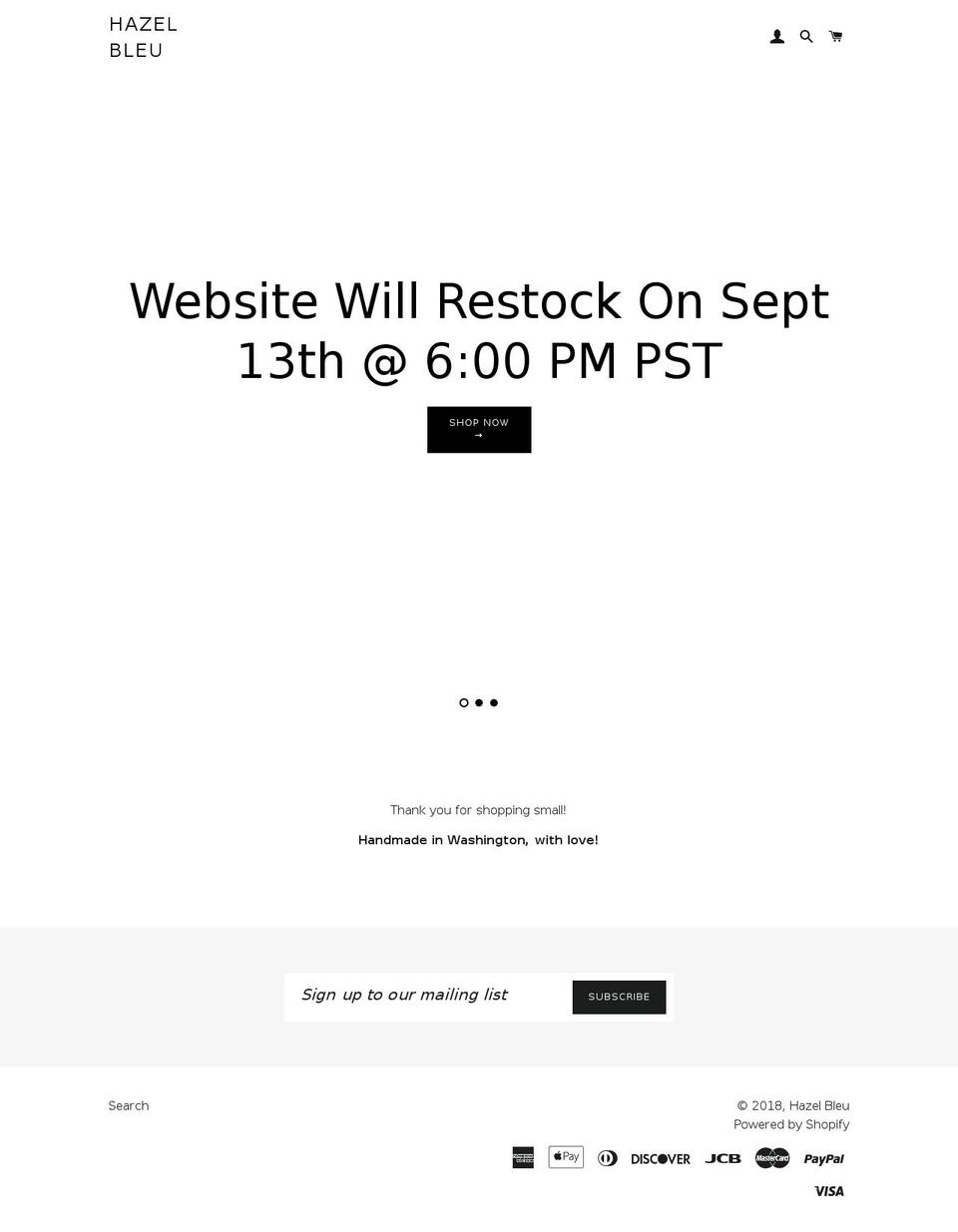hazelbleu.com — Shopify storefront screenshot