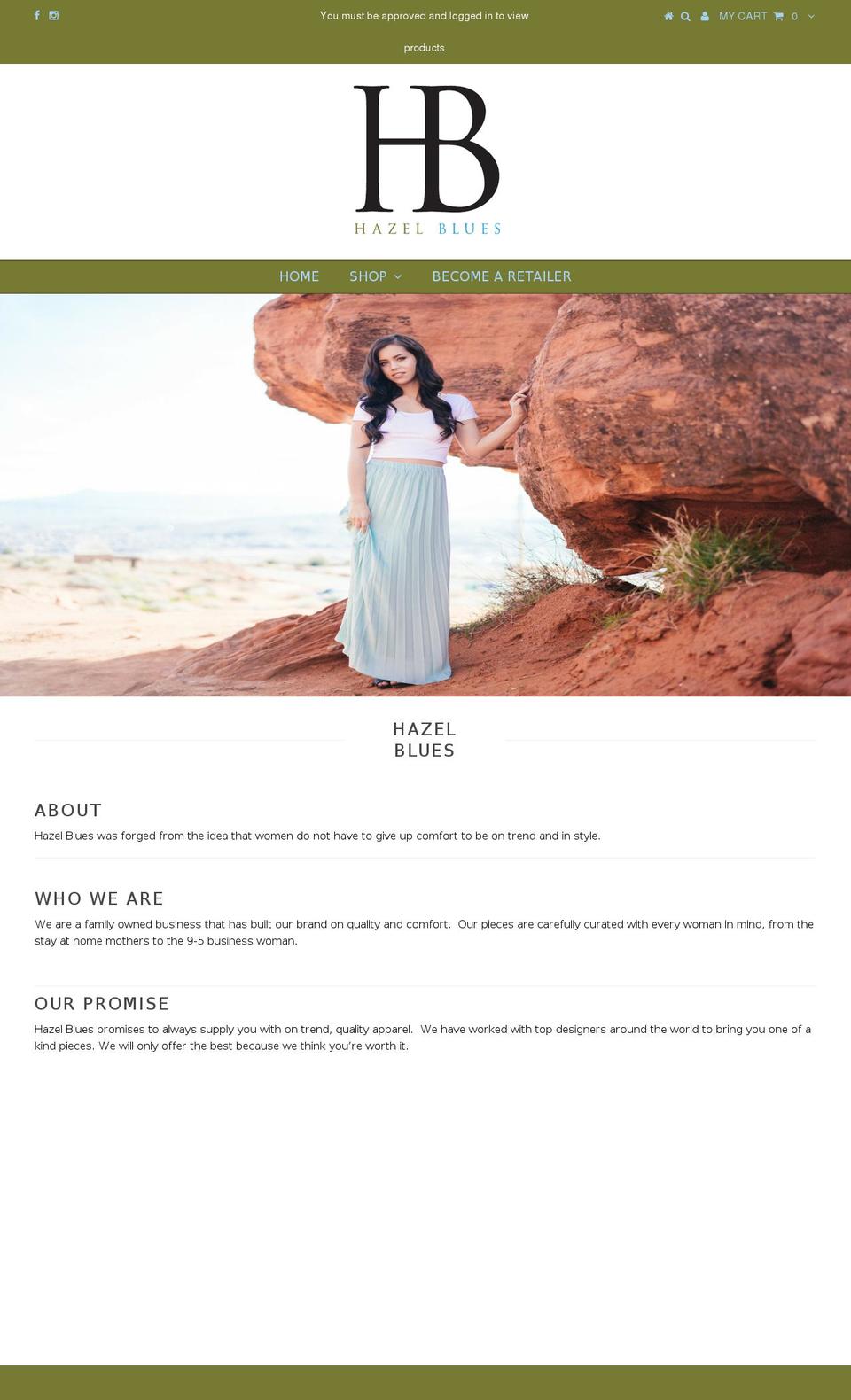 hazelblues.com shopify website screenshot