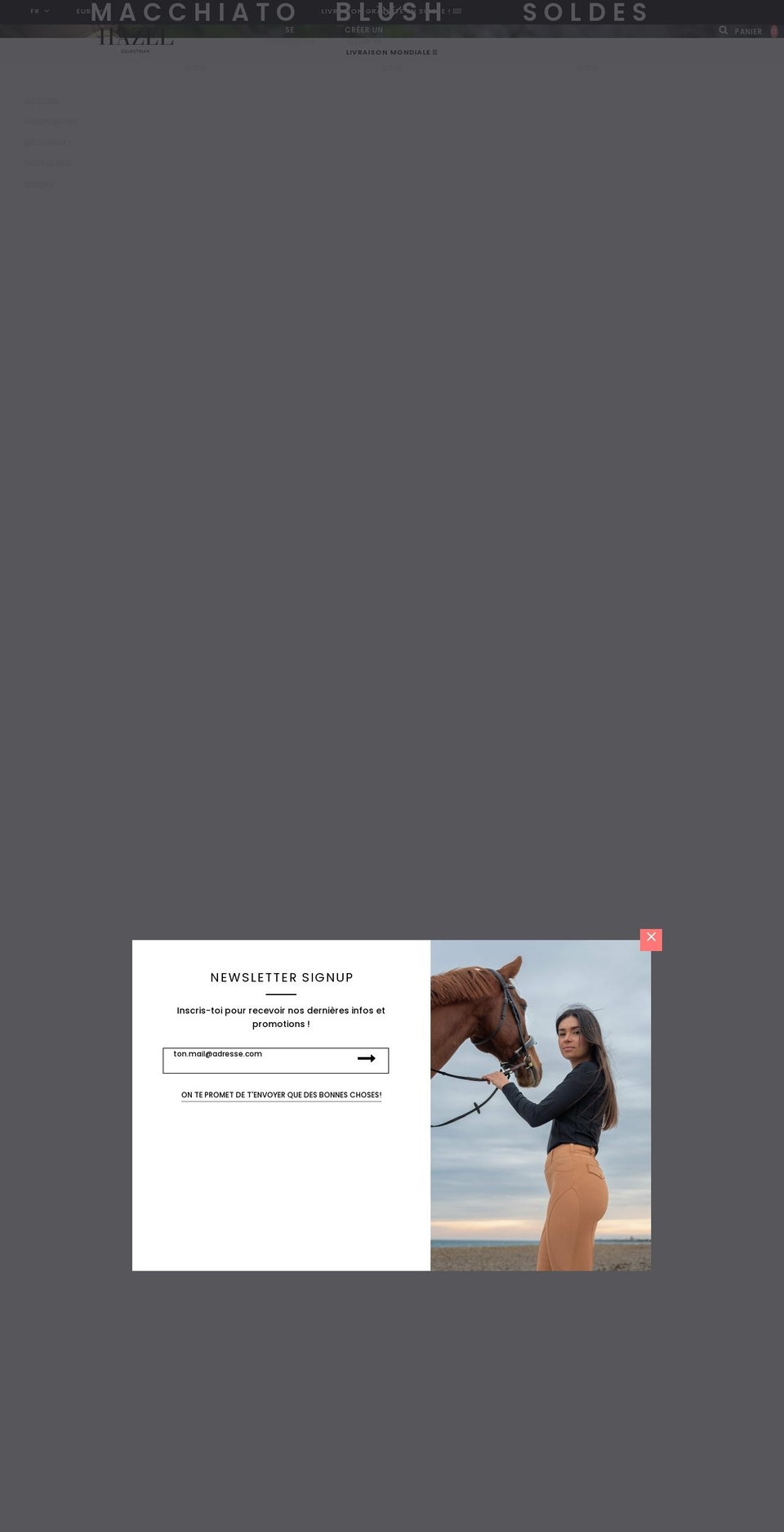 hazelequestrian.com shopify website screenshot