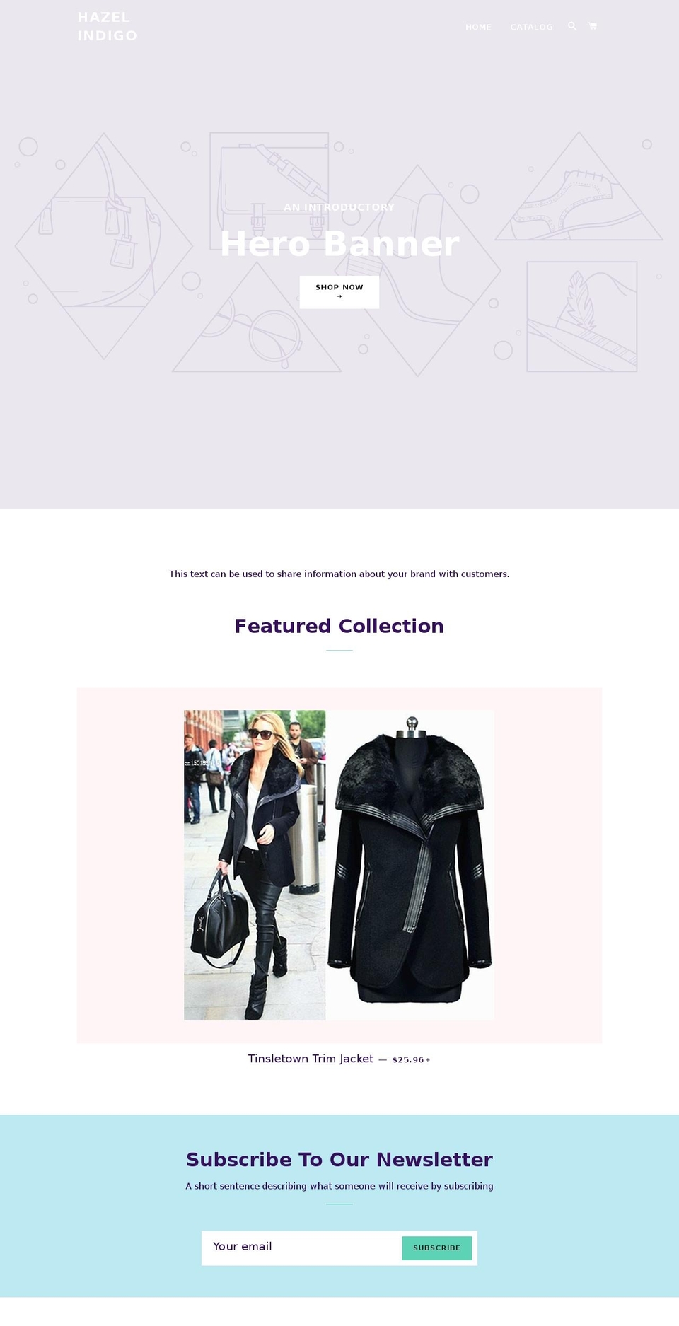 hazelindigo.com — Shopify storefront screenshot