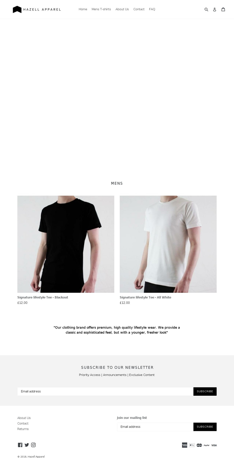 hazellapparel.com — Shopify storefront screenshot