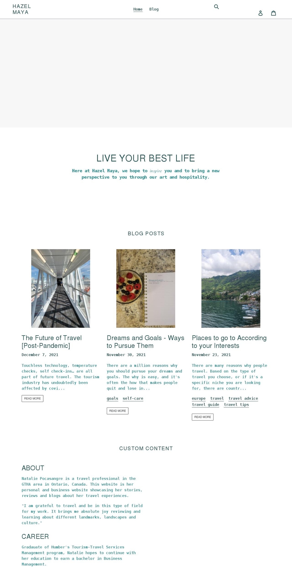 hazelmaya.com shopify website screenshot