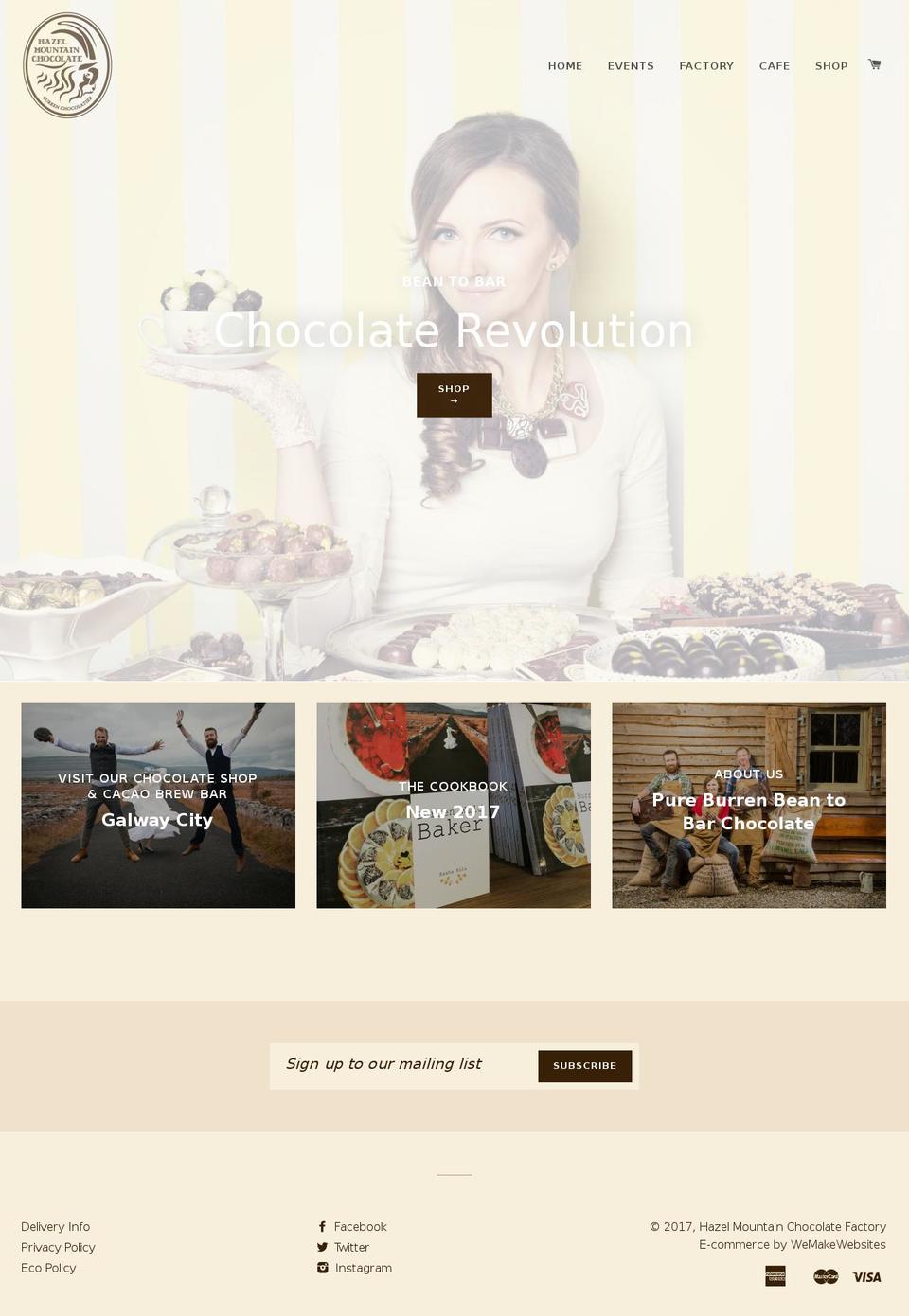 hazelmountainchocolate.com shopify website screenshot