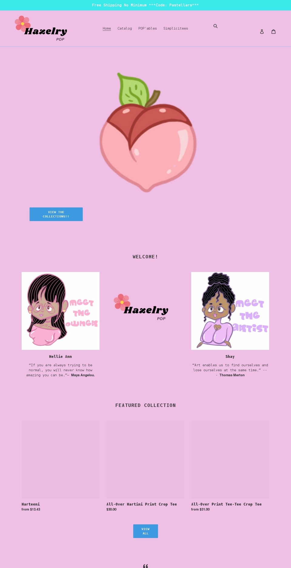 hazelry.myshopify.com shopify website screenshot