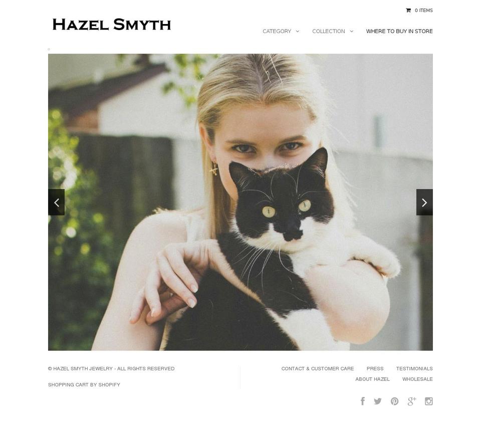 hazelsmyth.com shopify website screenshot