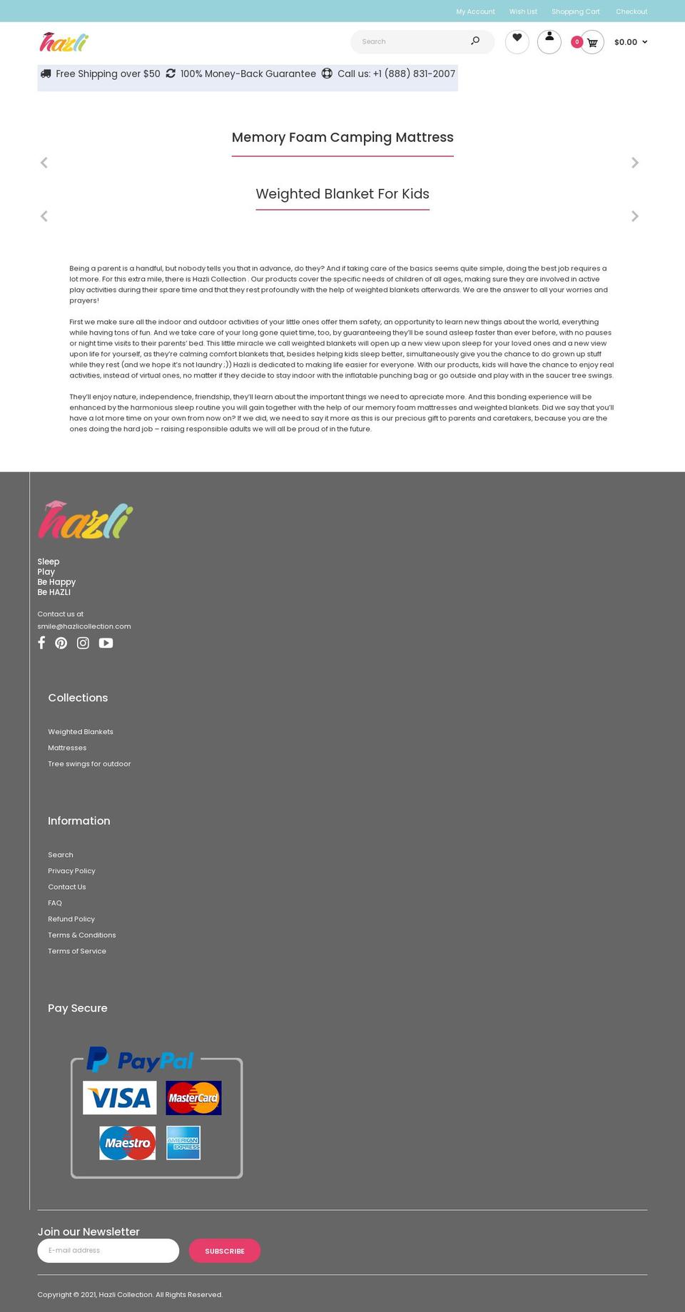 hazlicollection.com — Shopify storefront screenshot