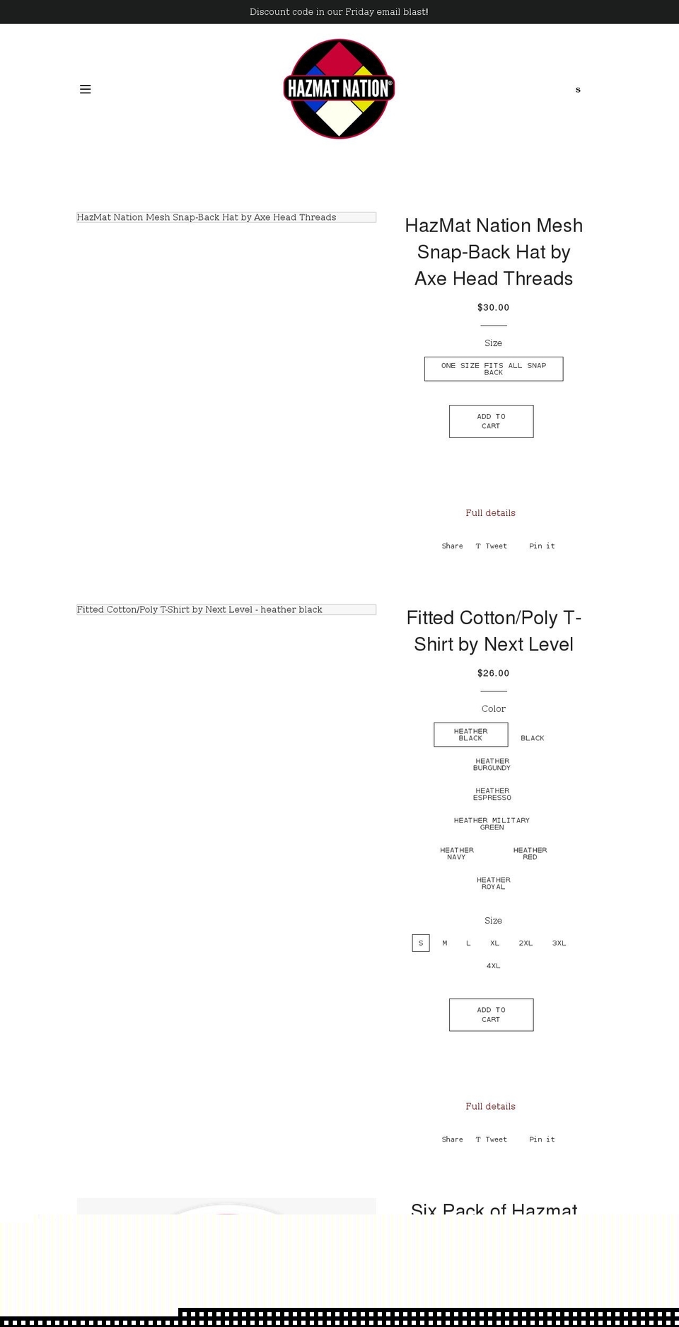 hazmatnation.myshopify.com shopify website screenshot