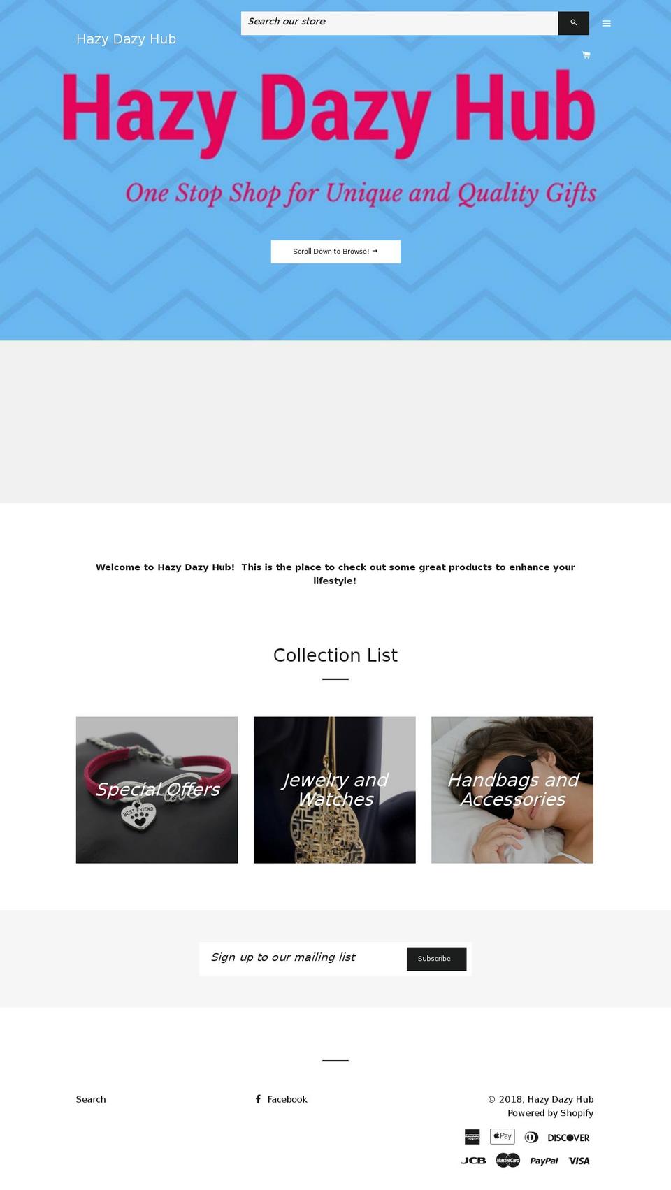 hazydazyhub.com — Shopify storefront screenshot