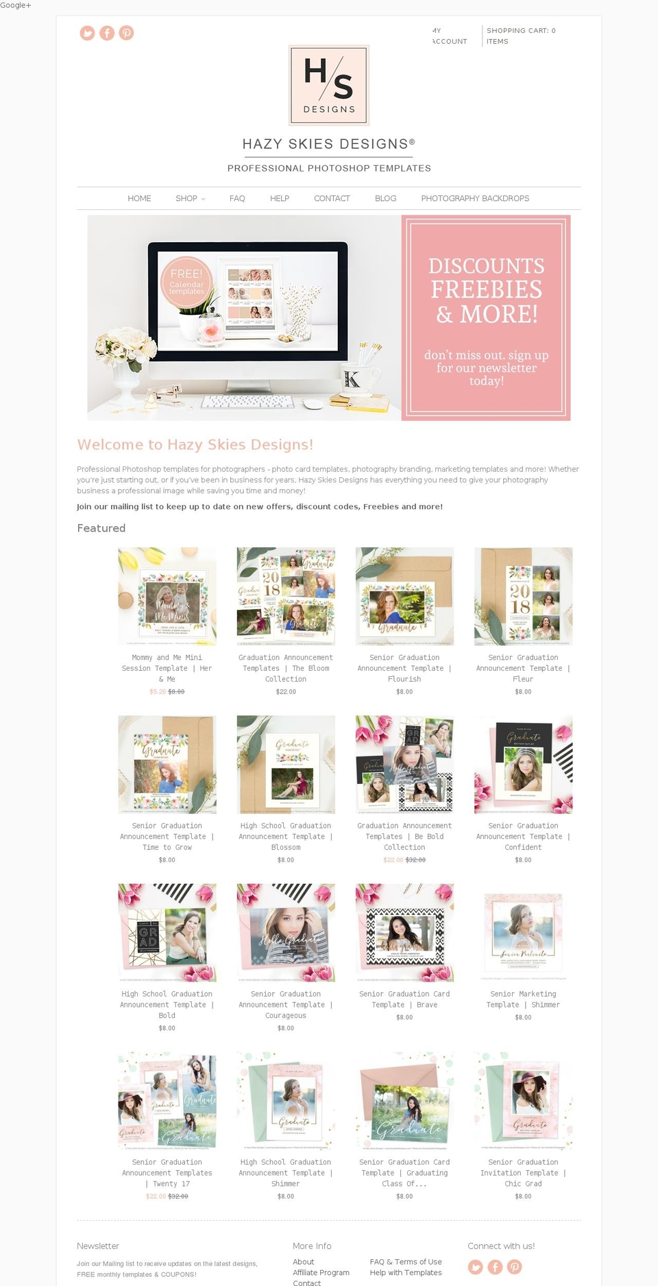 hazyskiesdesigns.com shopify website screenshot