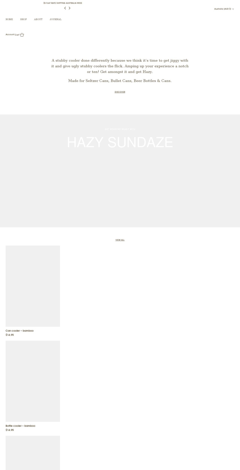 hazysundaze.com shopify website screenshot