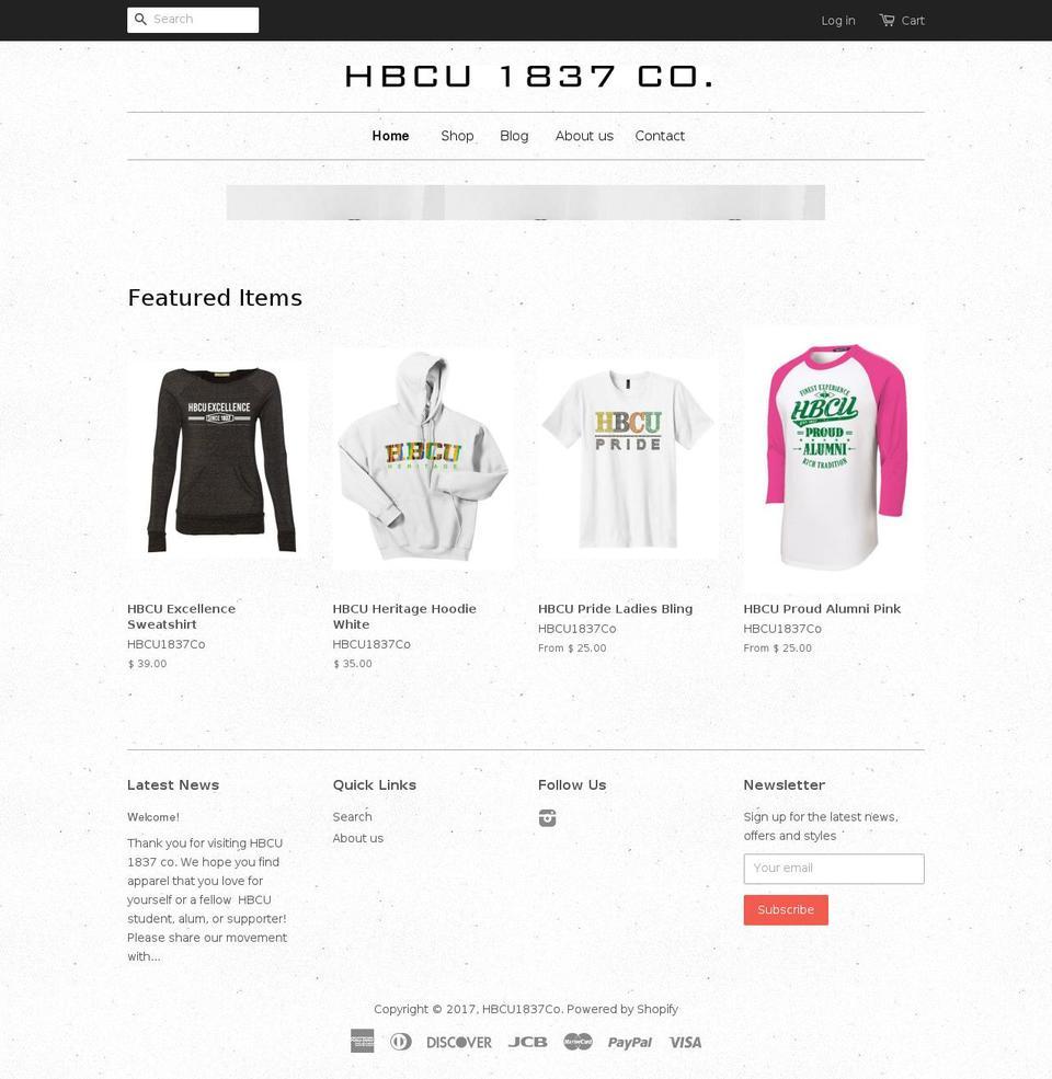 hbcu1837co.com shopify website screenshot