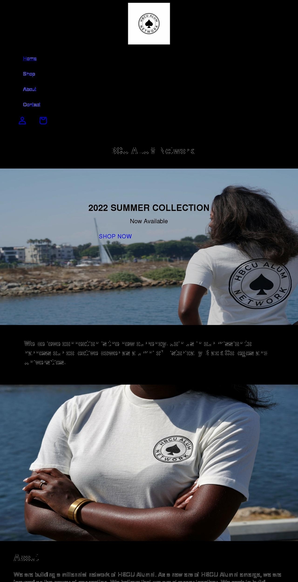 hbcualumni.net shopify website screenshot