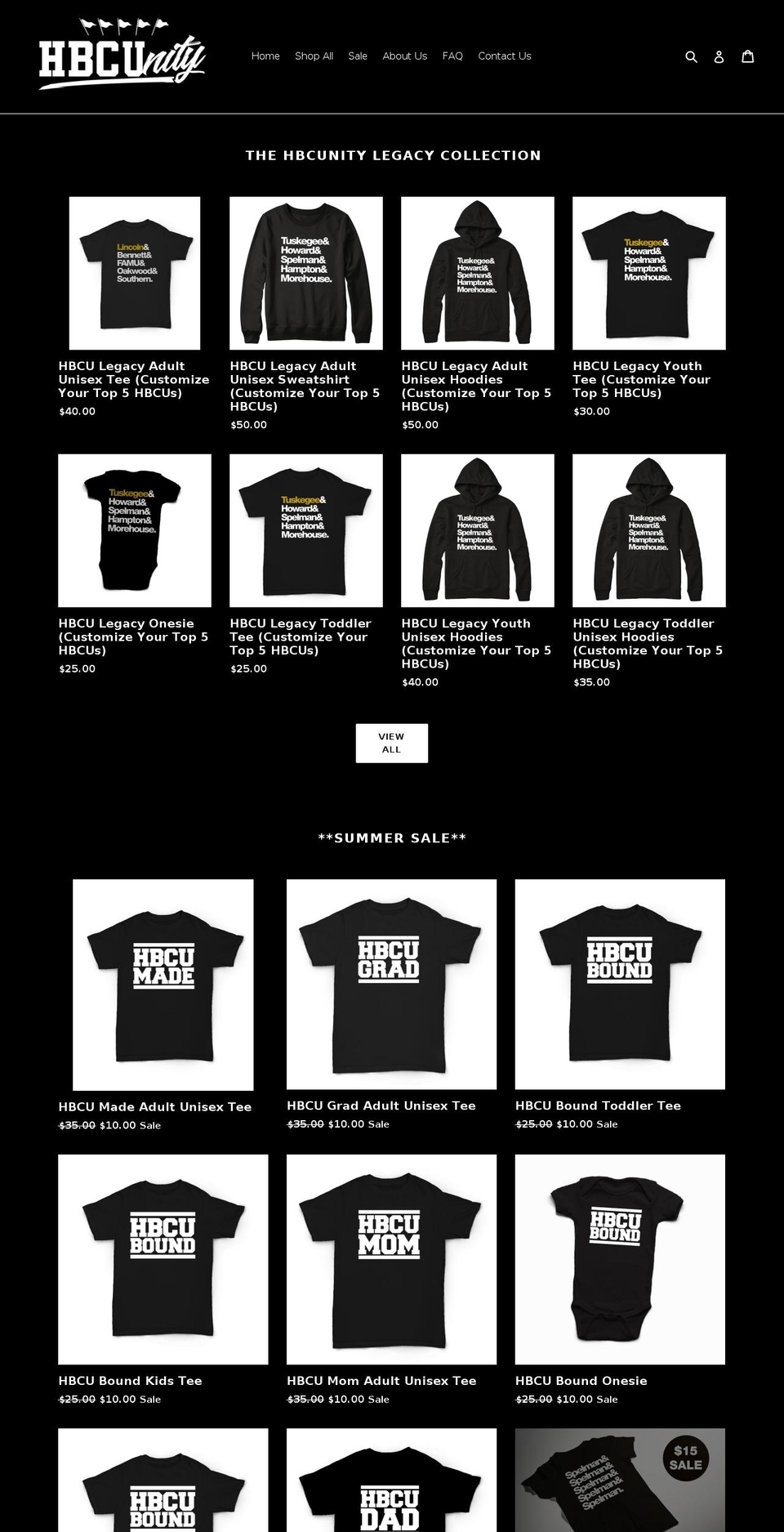 hbcunitytees.com — Shopify storefront screenshot
