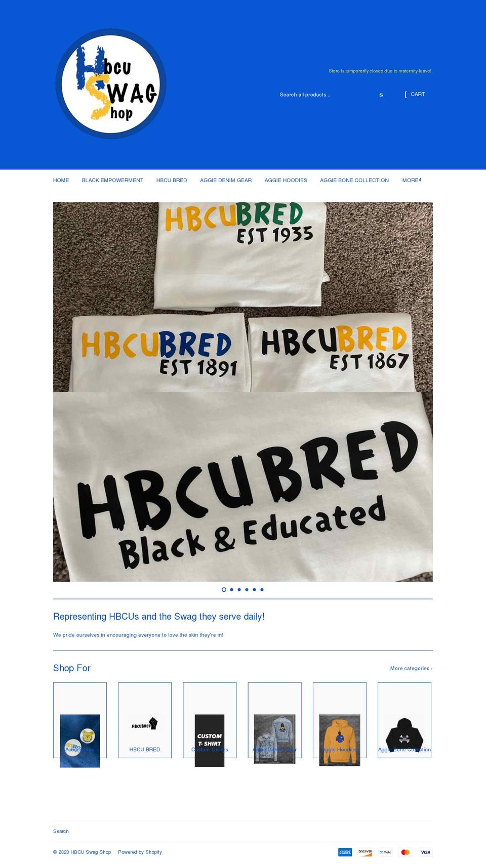 hbcuswagshop09.com shopify website screenshot
