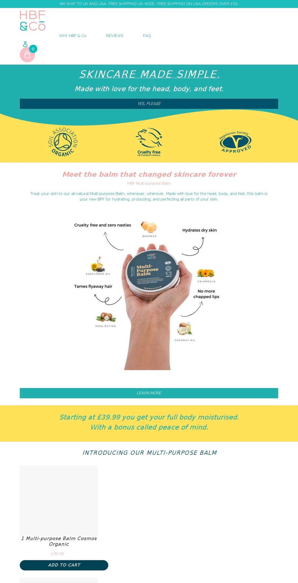 hbfandco.com shopify website screenshot