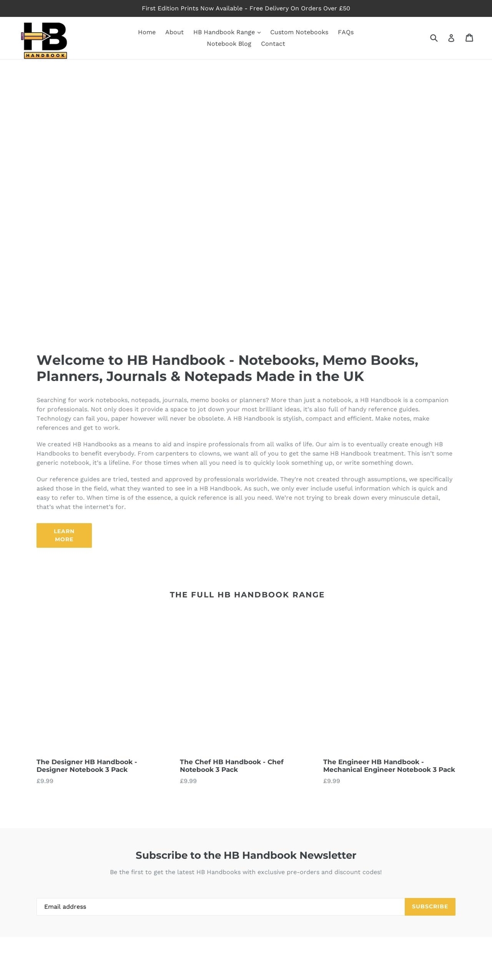 hbhandbook.co.uk shopify website screenshot