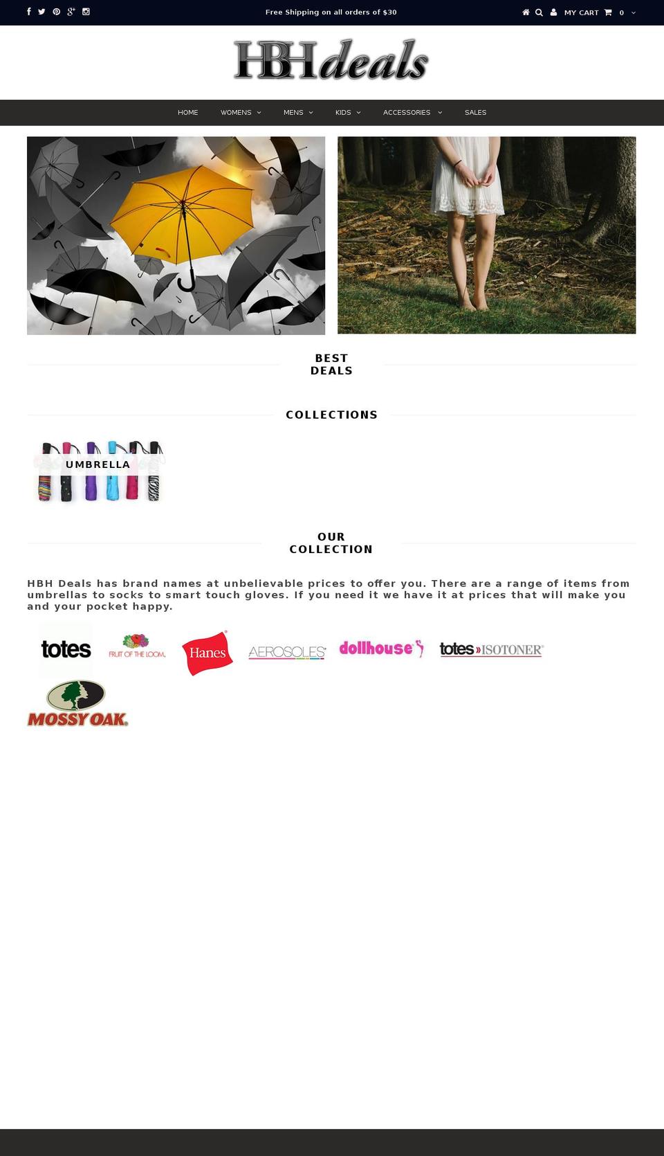 hbhdeals.com shopify website screenshot