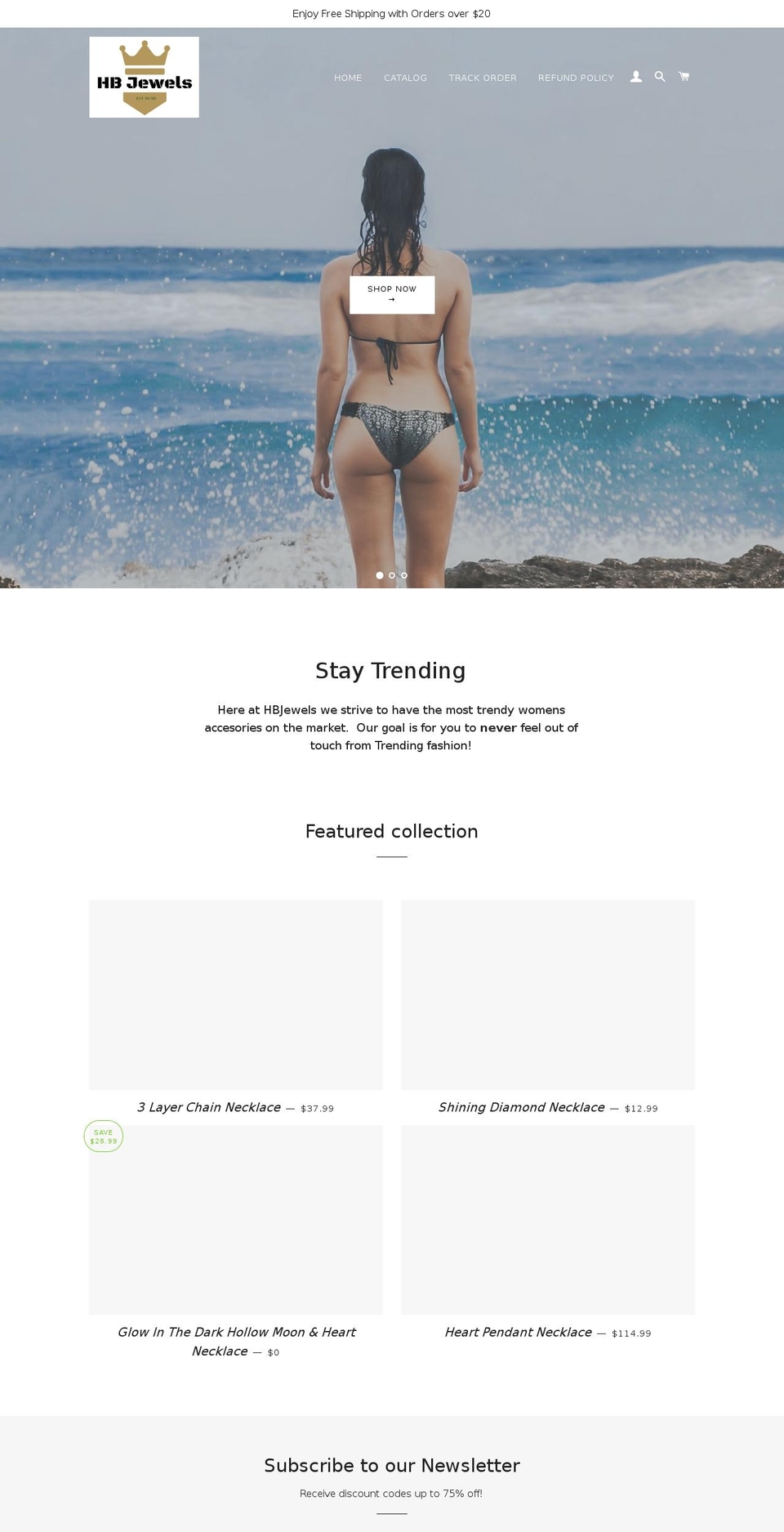 hbjewels.com — Shopify storefront screenshot