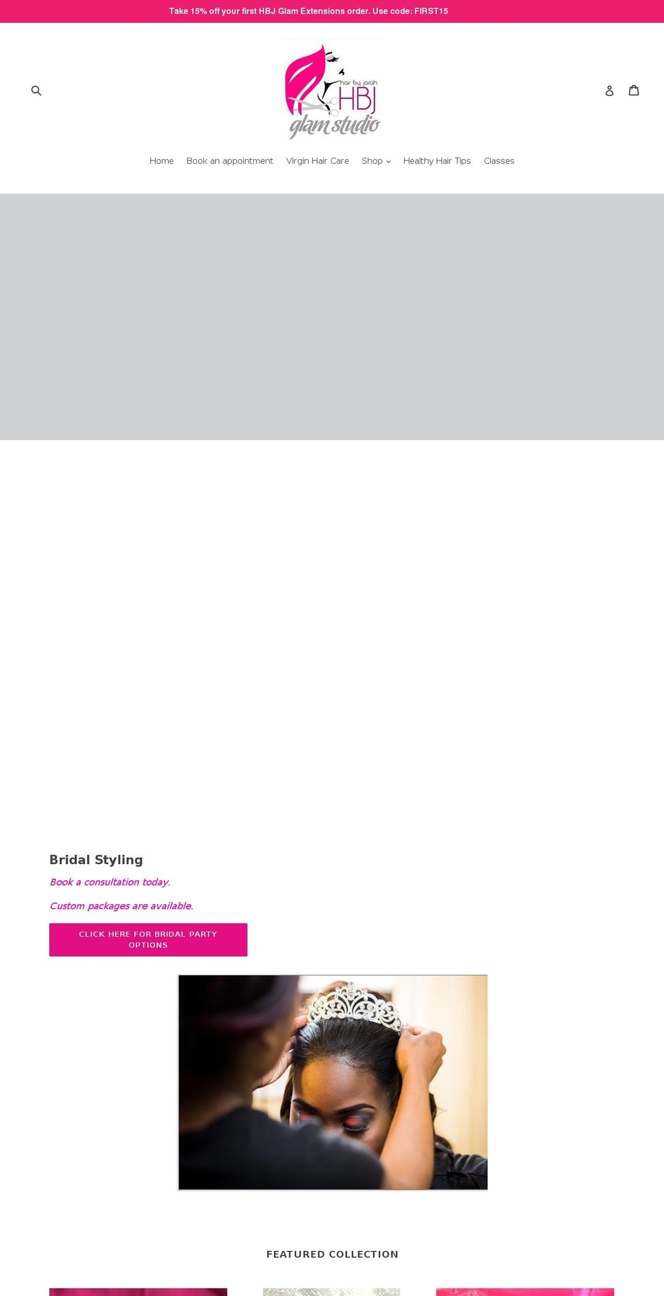 hbjglamstudio.com shopify website screenshot