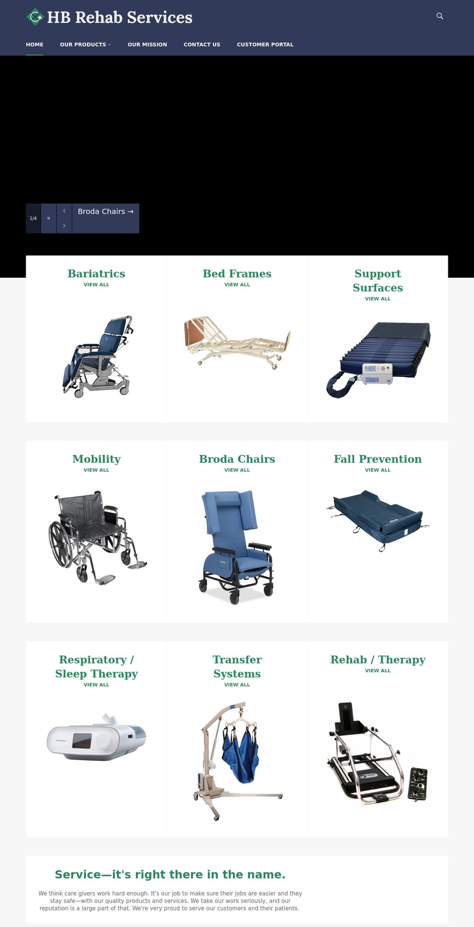 hbrehab.com shopify website screenshot