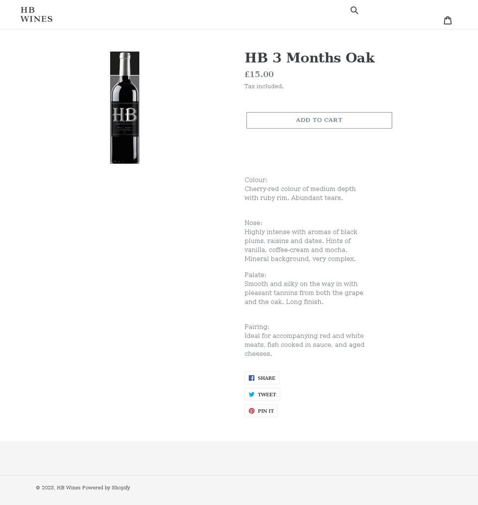 hbwines.co.uk shopify website screenshot