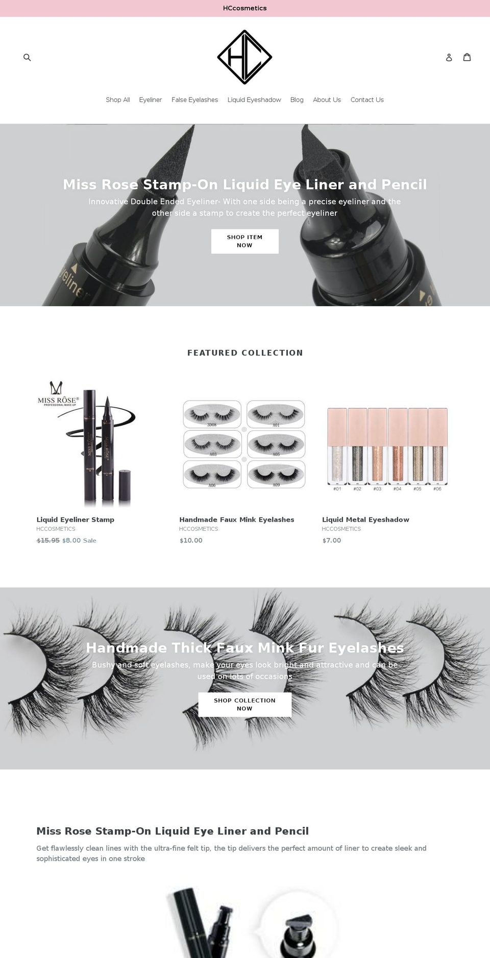 hccosmetic.com — Shopify storefront screenshot