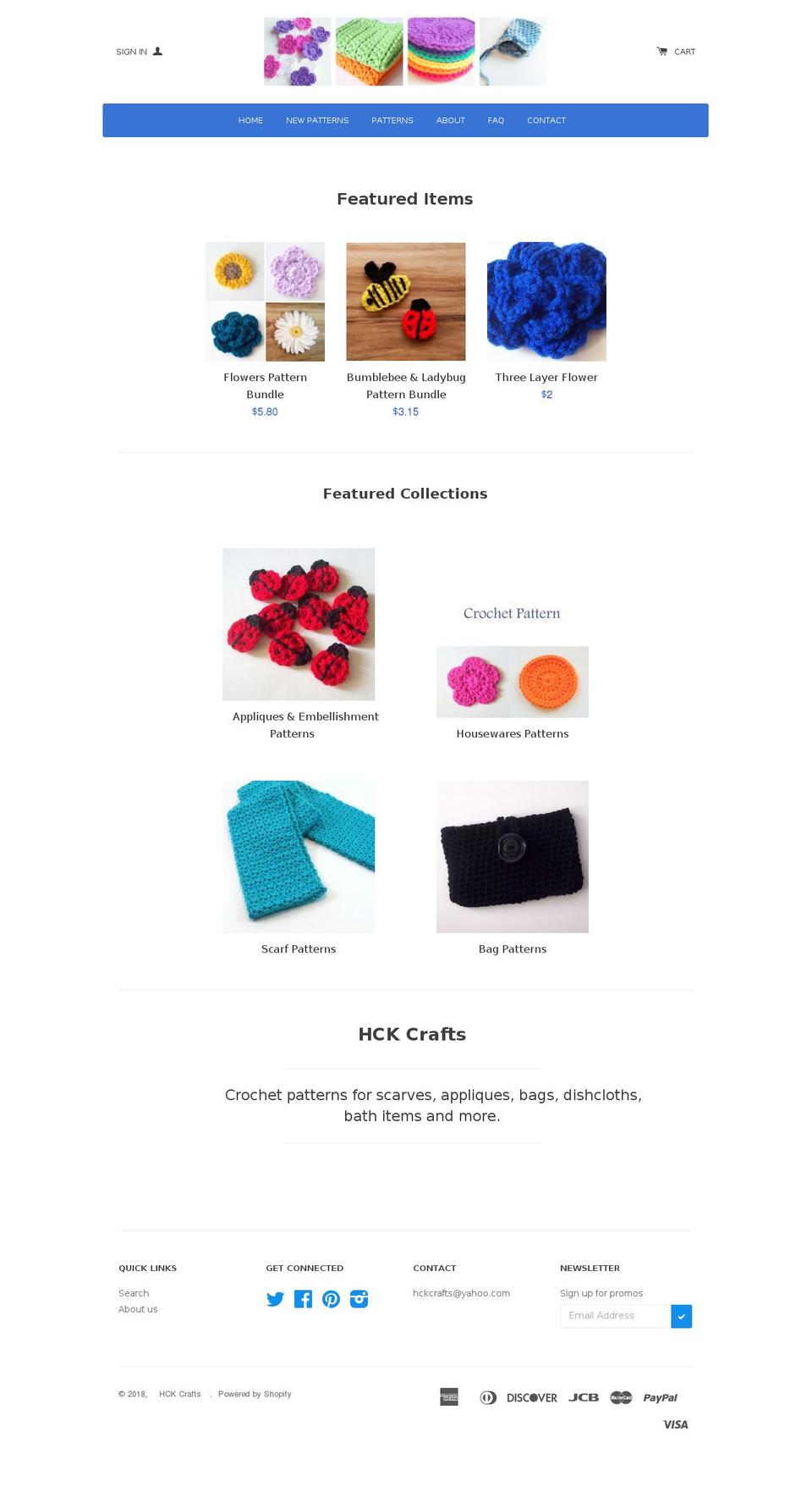 hckcrafts.com shopify website screenshot