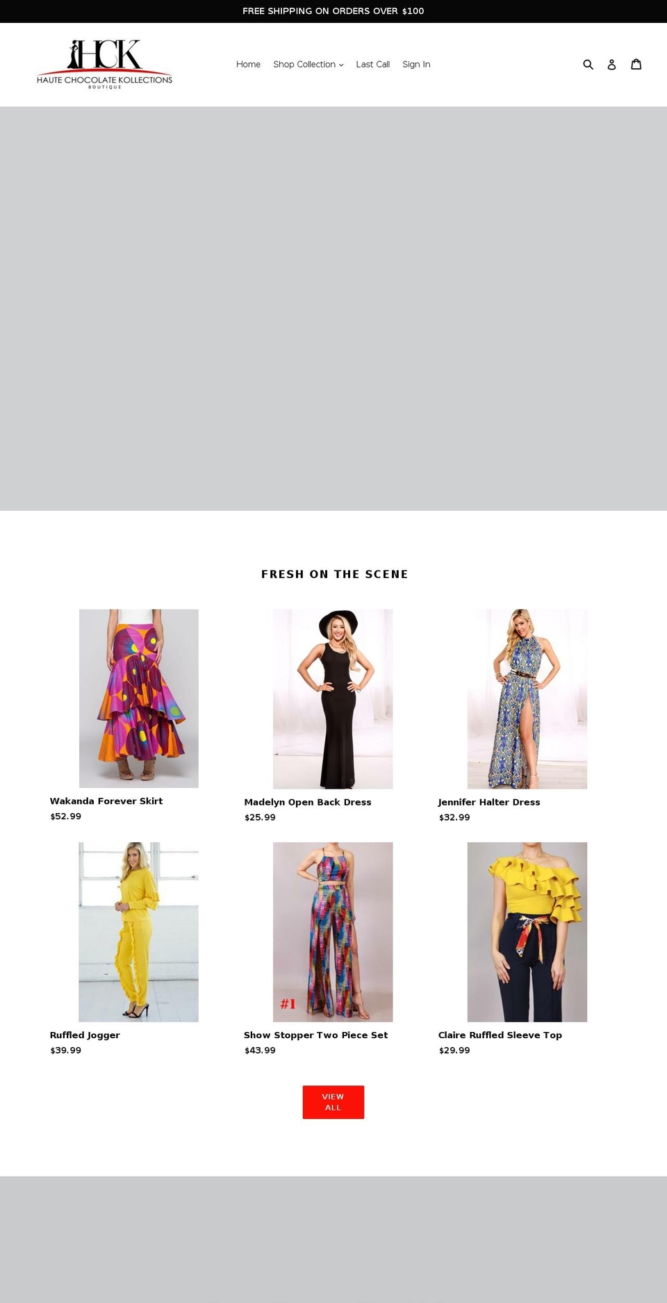 hckollections.com shopify website screenshot
