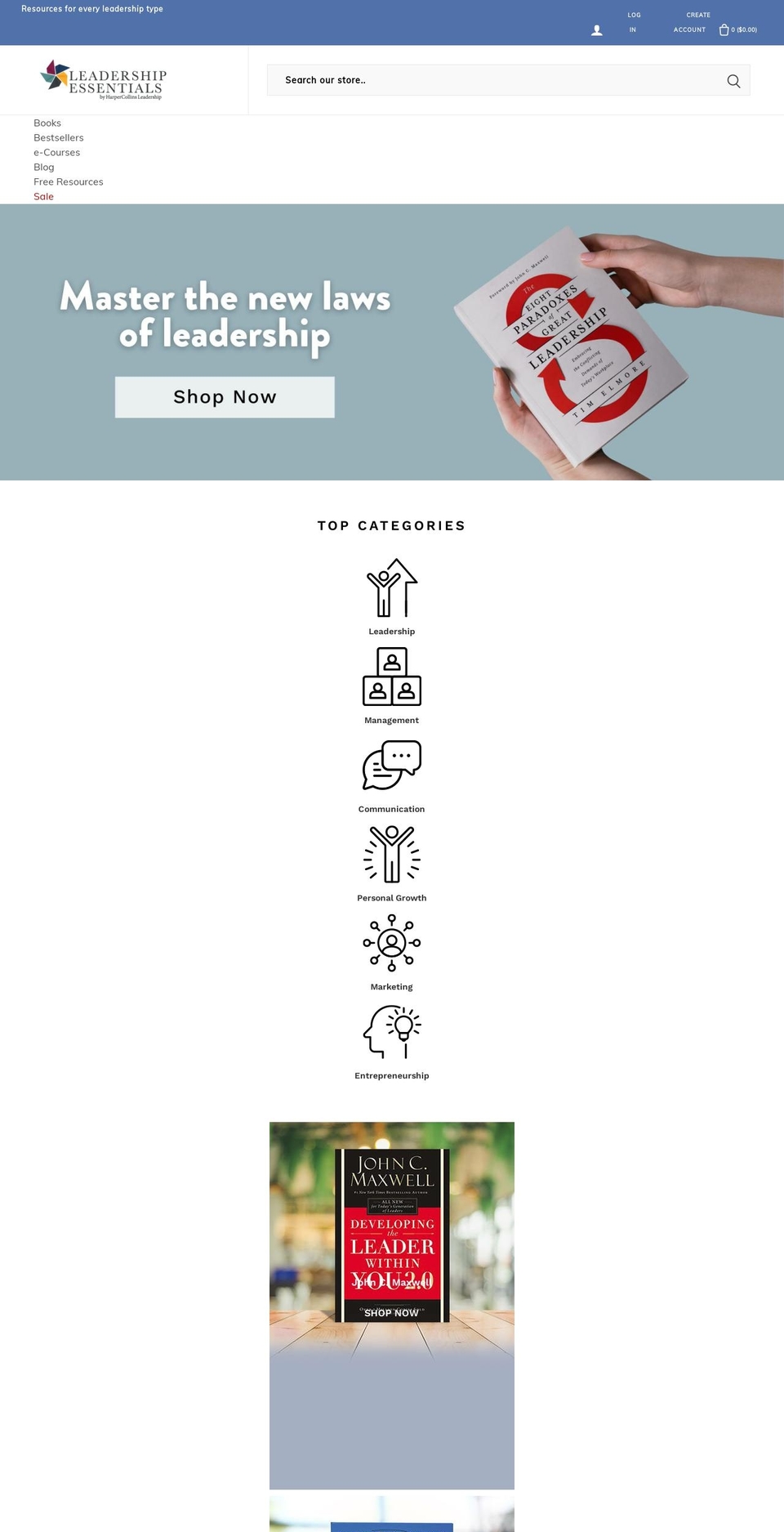 hcleadershipessentials.com shopify website screenshot