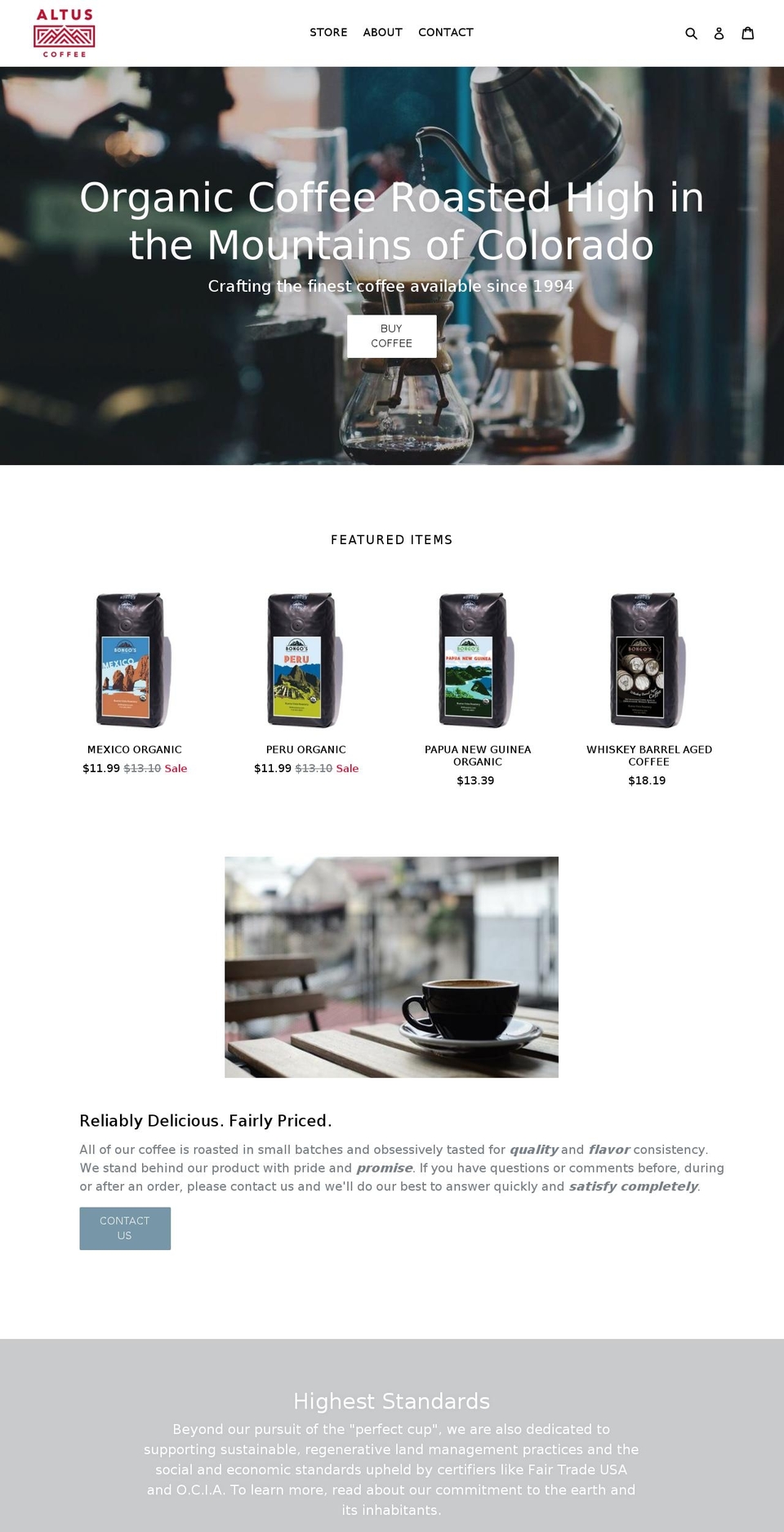 hcroasters.com — Shopify storefront screenshot