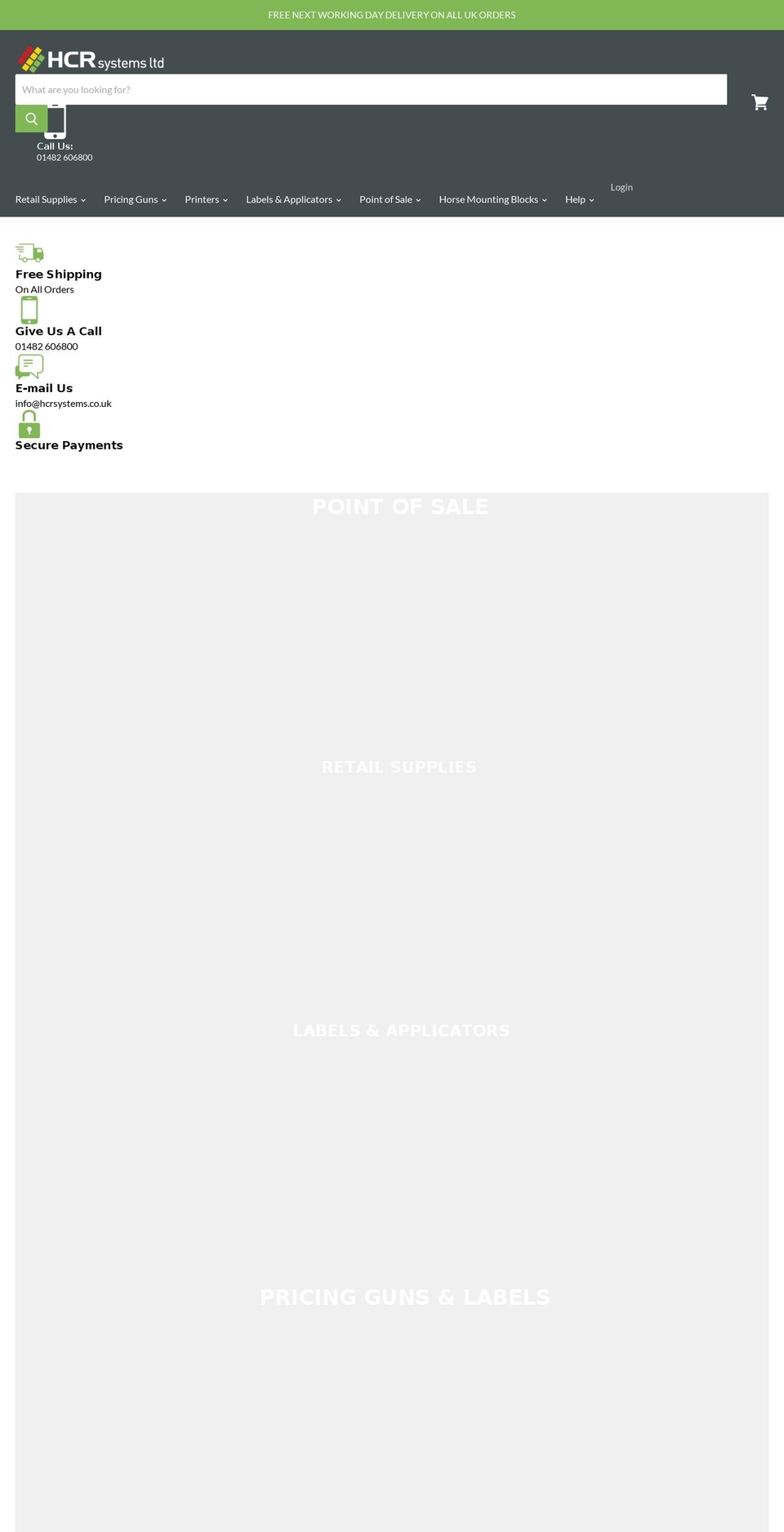 hcrsystems.co.uk shopify website screenshot